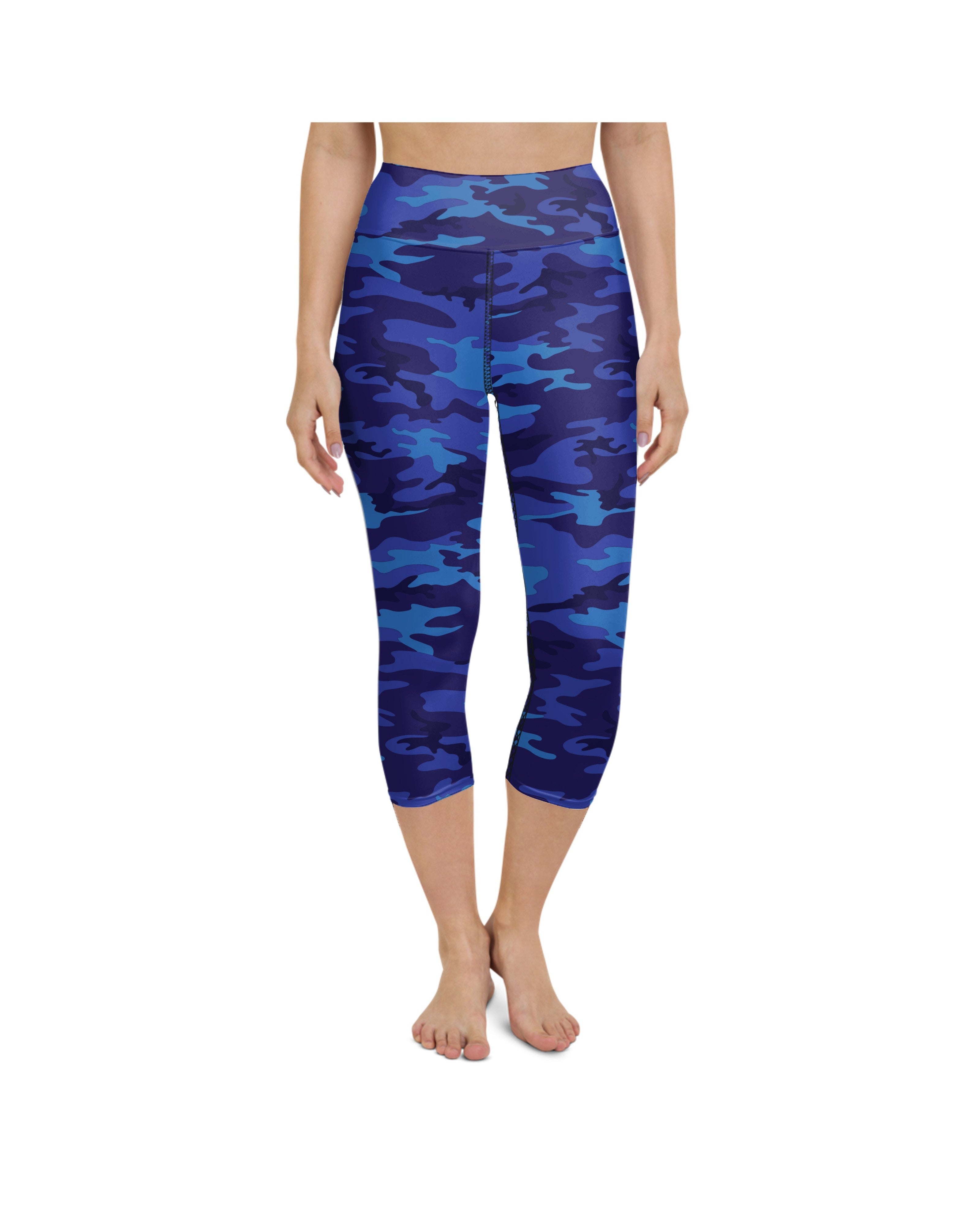 Blue Camo Yoga Capris Gearbunch