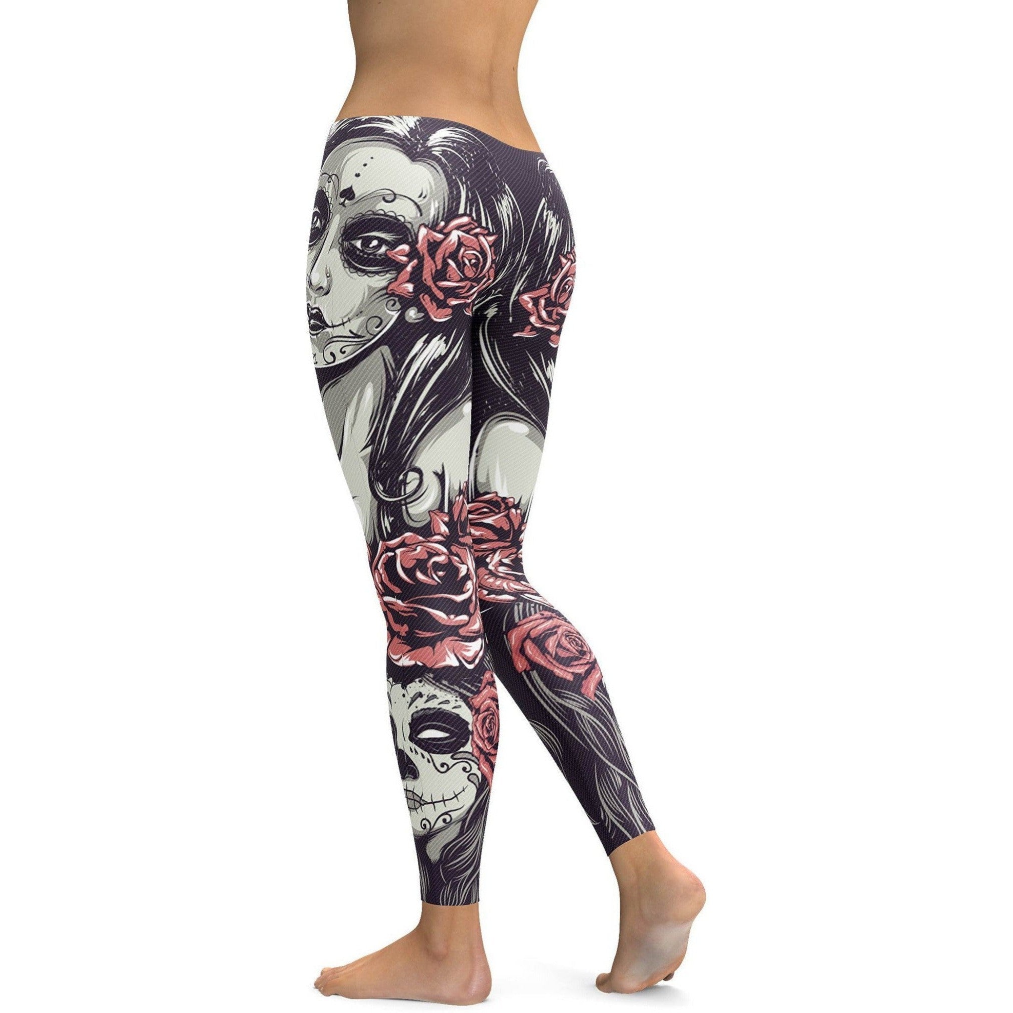 Sugar Skulls and Roses Leggings | GearBunch
