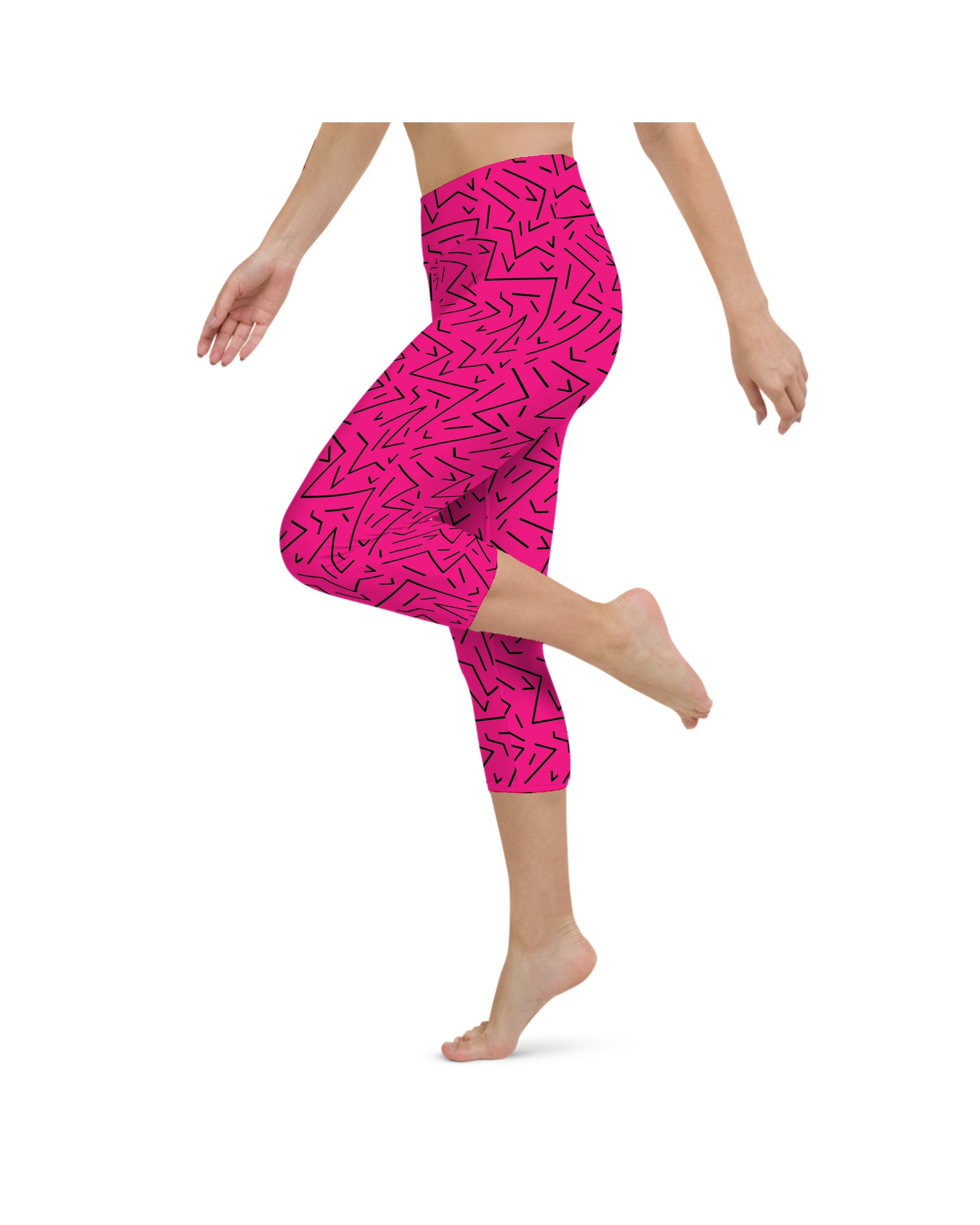 Pink Black Line Yoga Capris Gearbunch