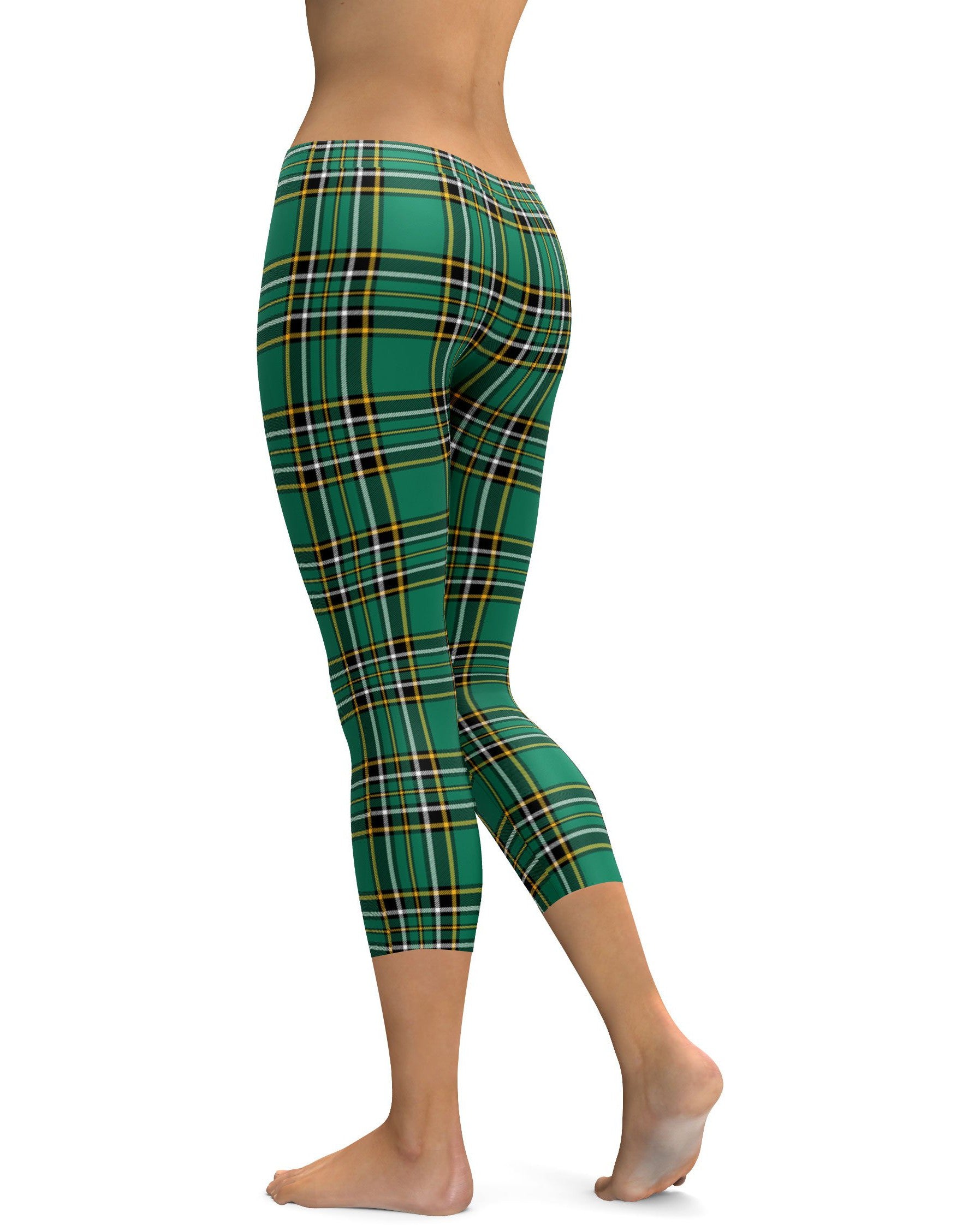 Irish Green Tartan Capris - GearBunch Leggings / Yoga Pants
