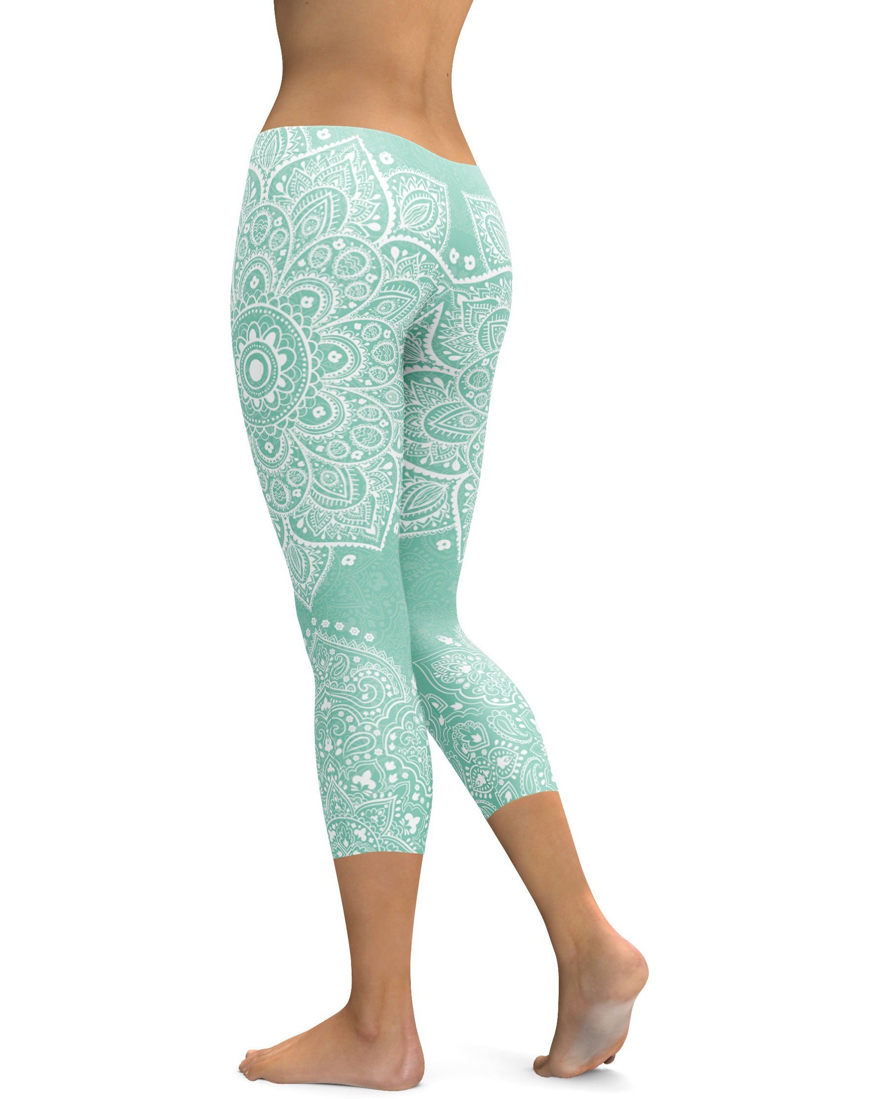 Mint Green Mandala Capris