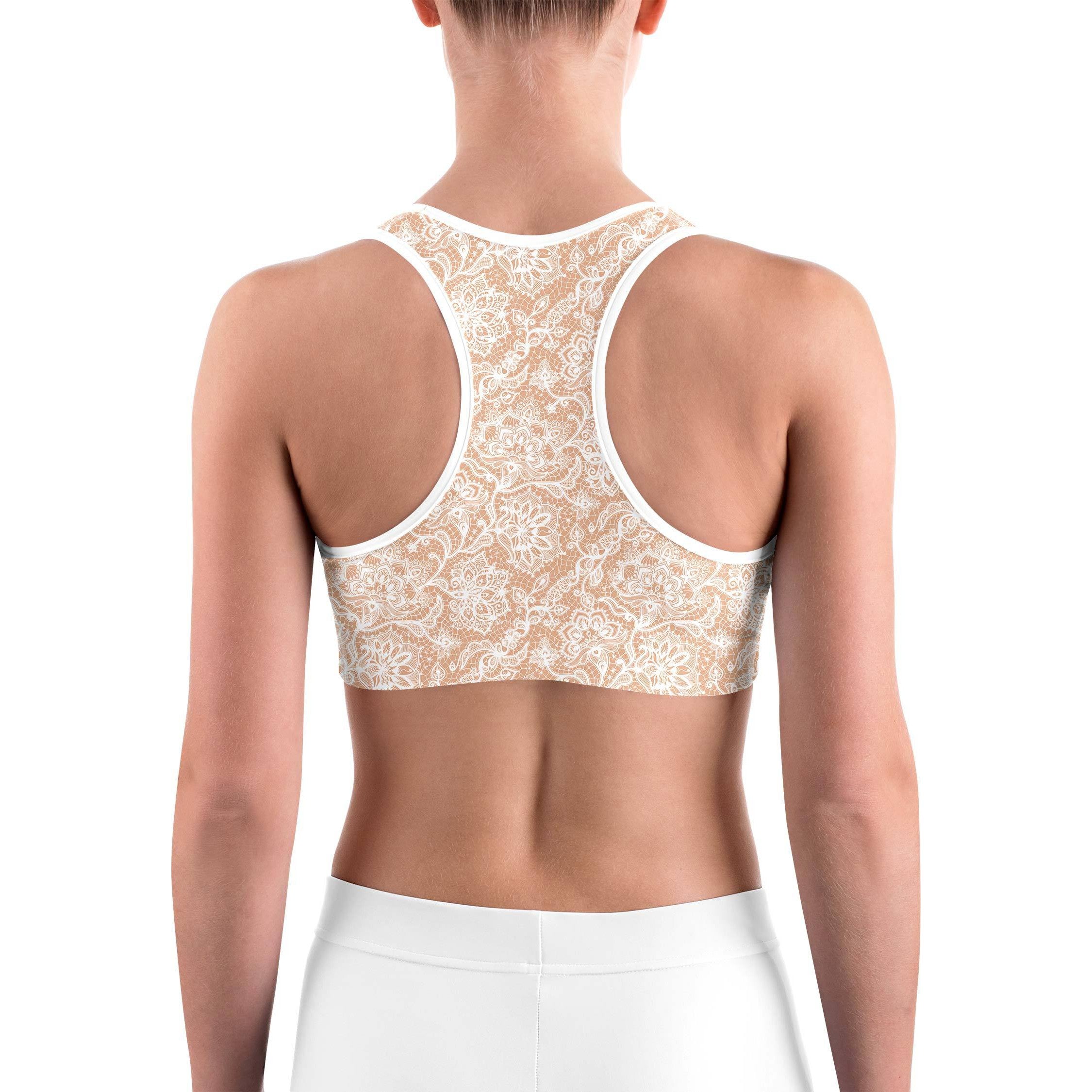White Faux Lace Sports bra