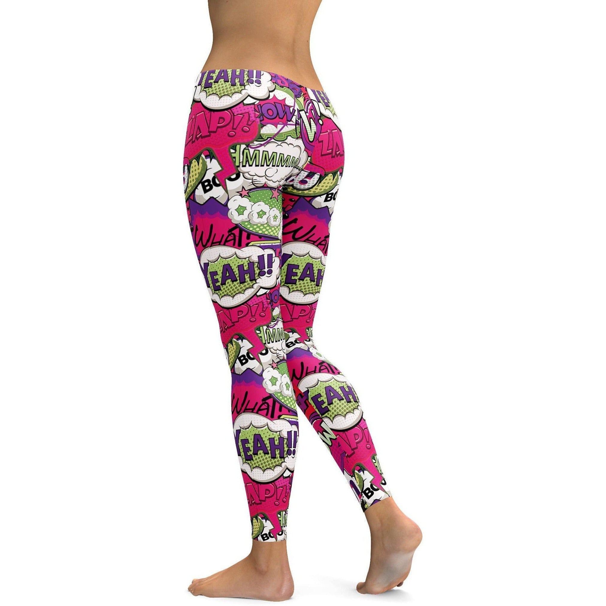 Comic Book Bubbles Pink Leggings | Gearbunch