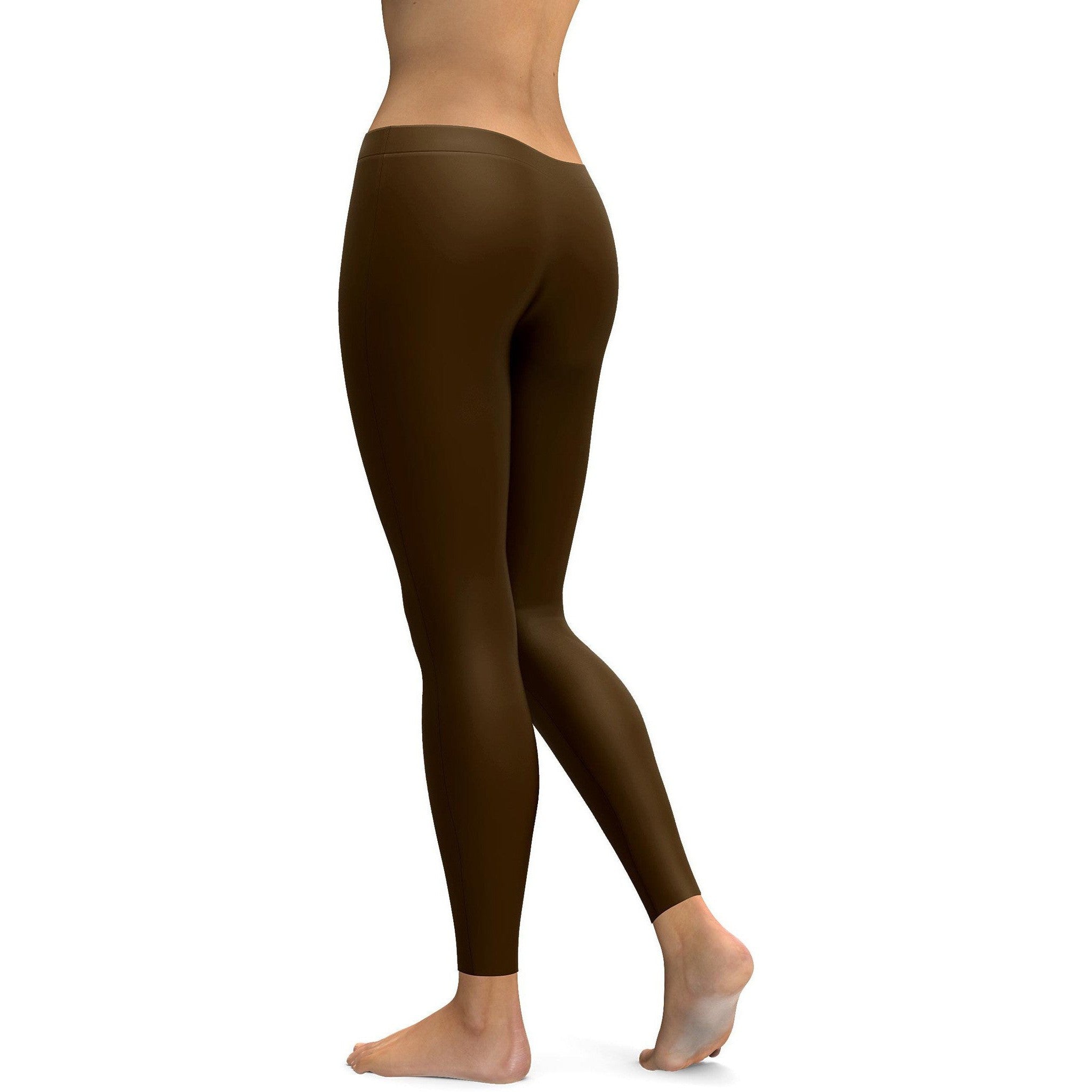 Solid Chocolate Brown Leggings - GearBunch Leggings / Yoga Pants