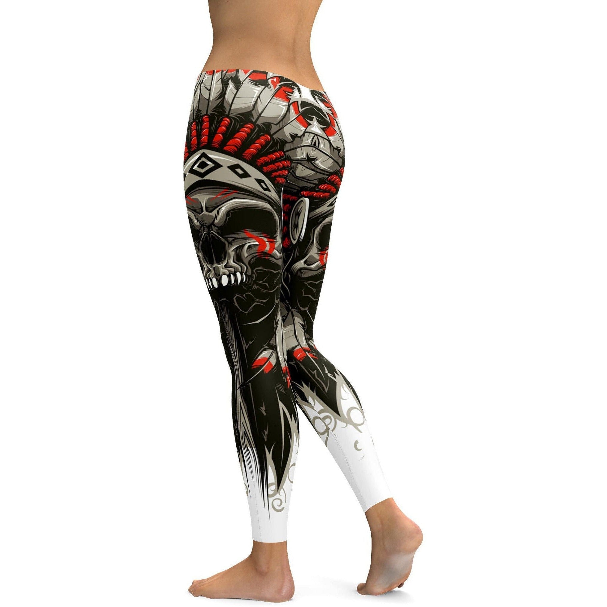Native Chief Skull Leggings | Gearbunch