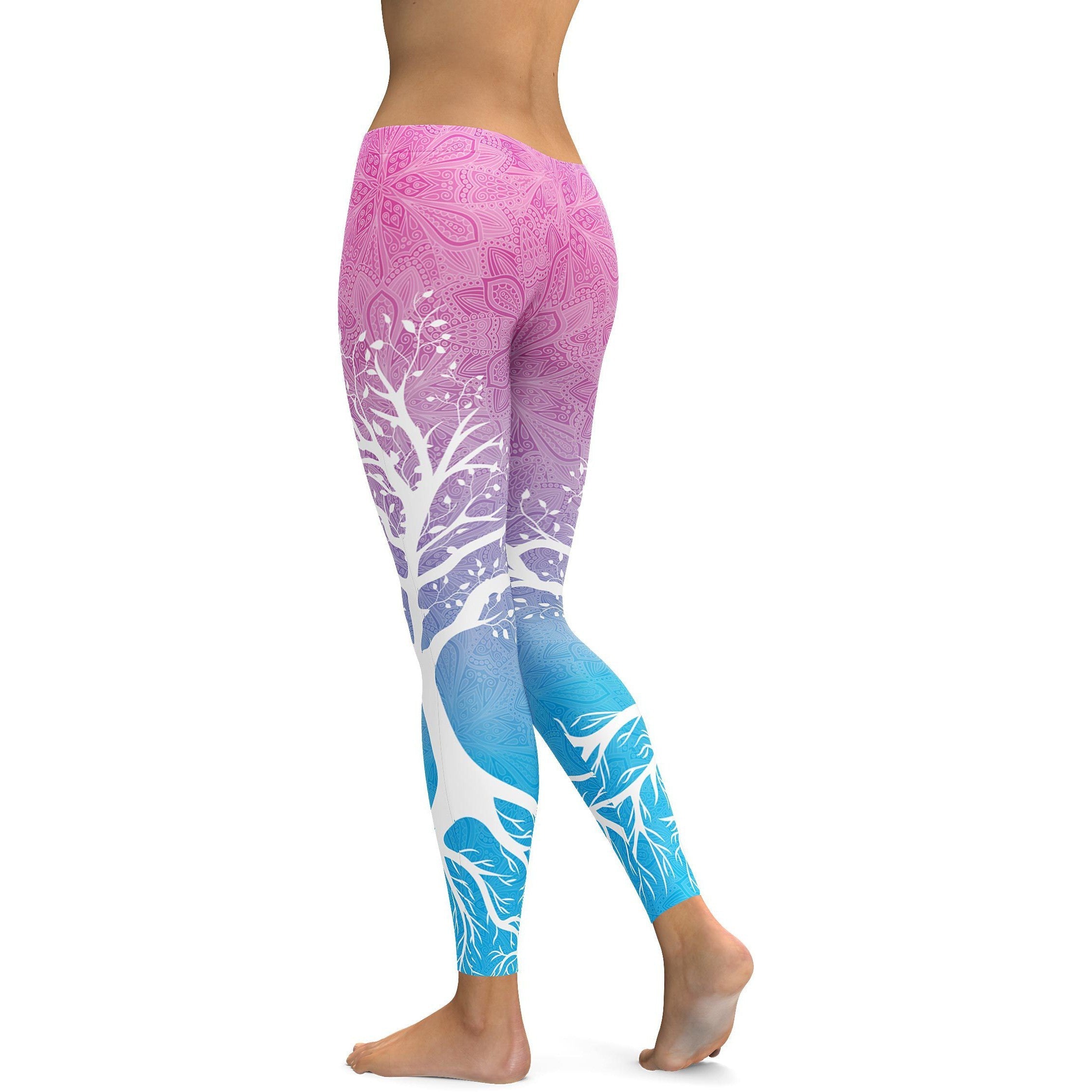 Pink to Blue Tree of Life Leggings