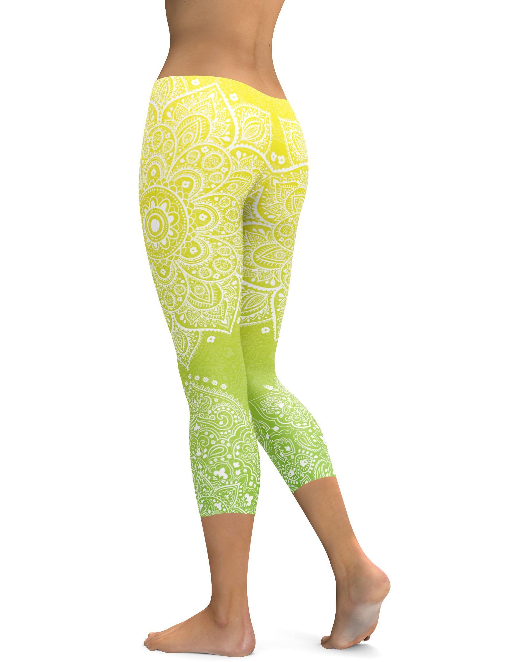 Yellow to Green Mandala Capris