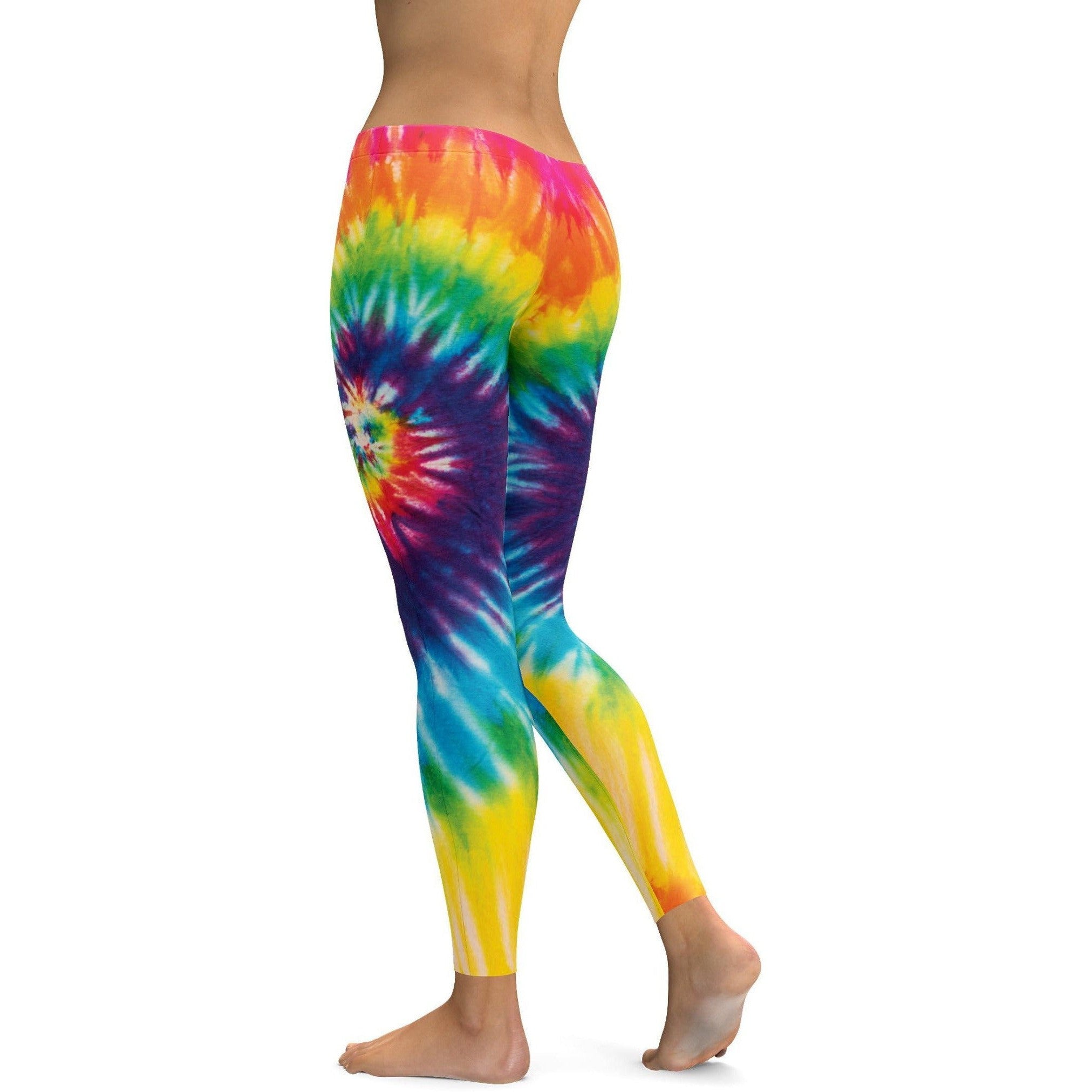 Womens Workout Yoga Tie Dye Swirl Leggings Yellow/Blue | Gearbunch.com