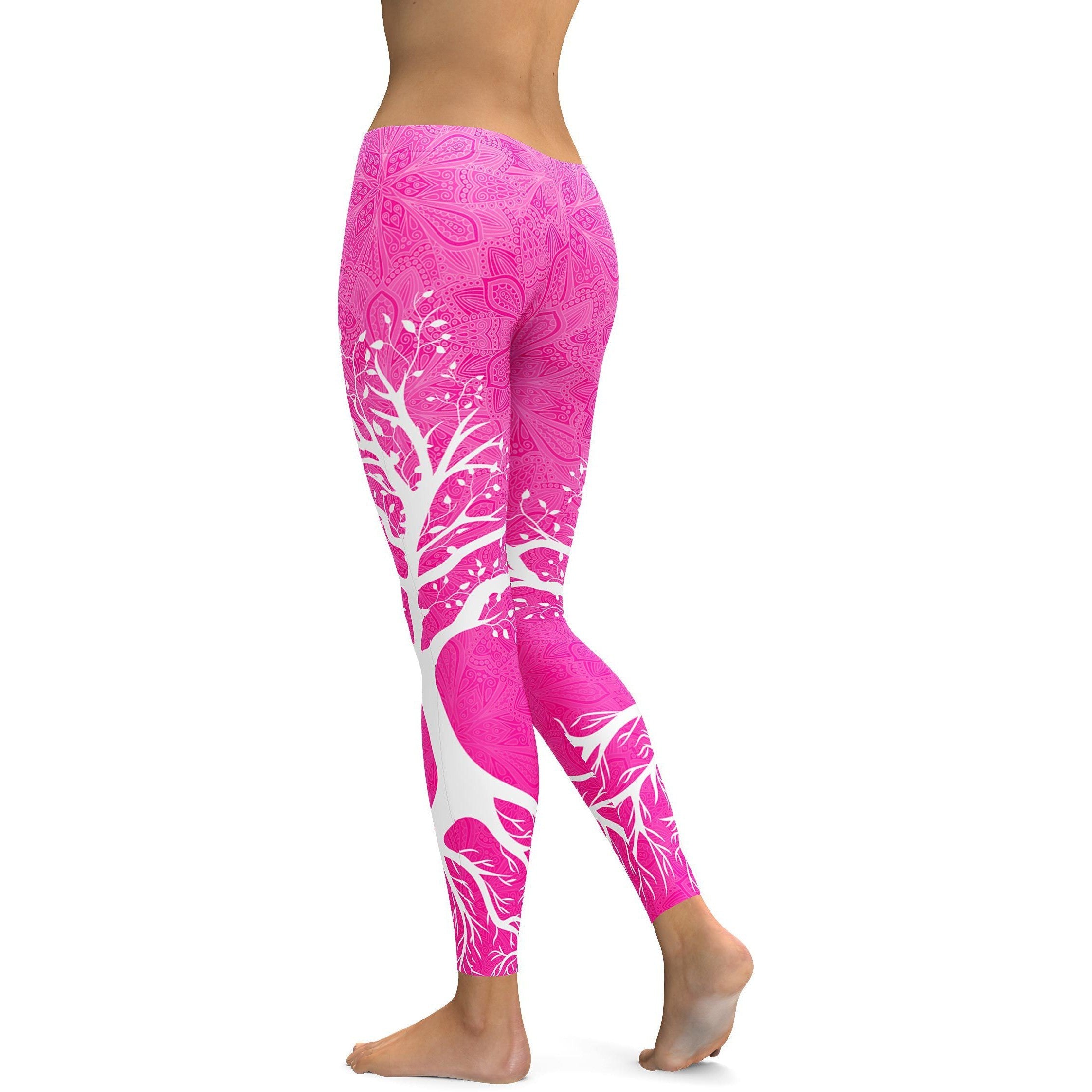 Hot Pink Tree of Life Leggings - GearBunch Leggings / Yoga Pants