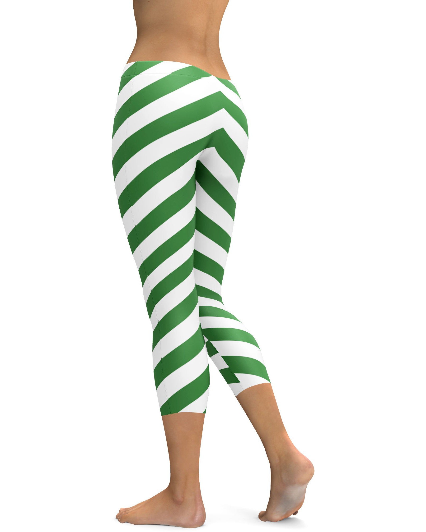 Irish Green Striped Capris - GearBunch Leggings / Yoga Pants