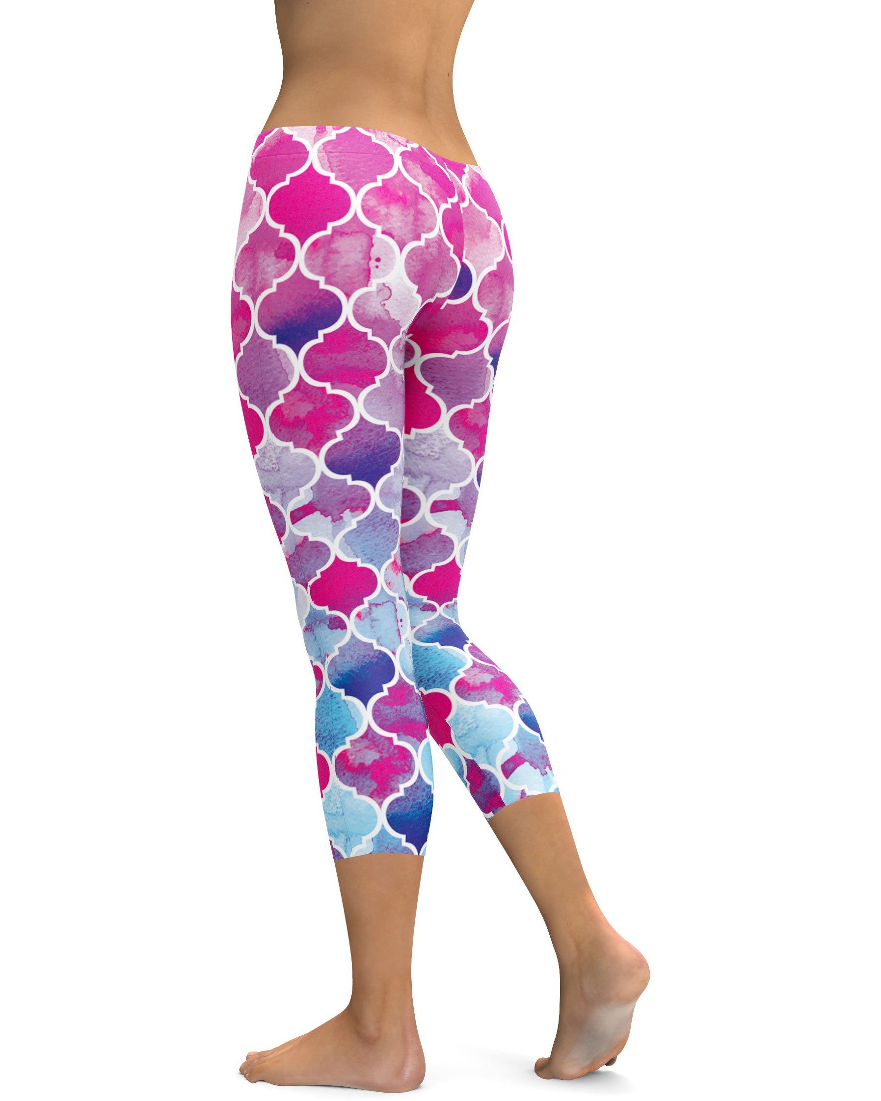 Pink & Blue Arabic Pattern Capris