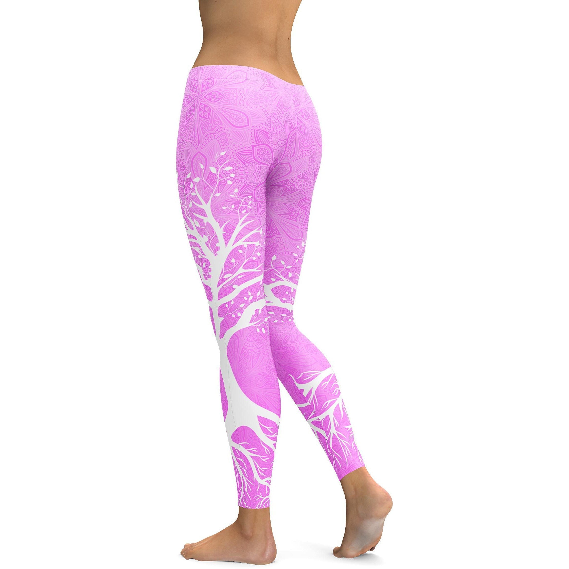 Soft Pink Tree of Life Leggings - GearBunch Leggings / Yoga Pants