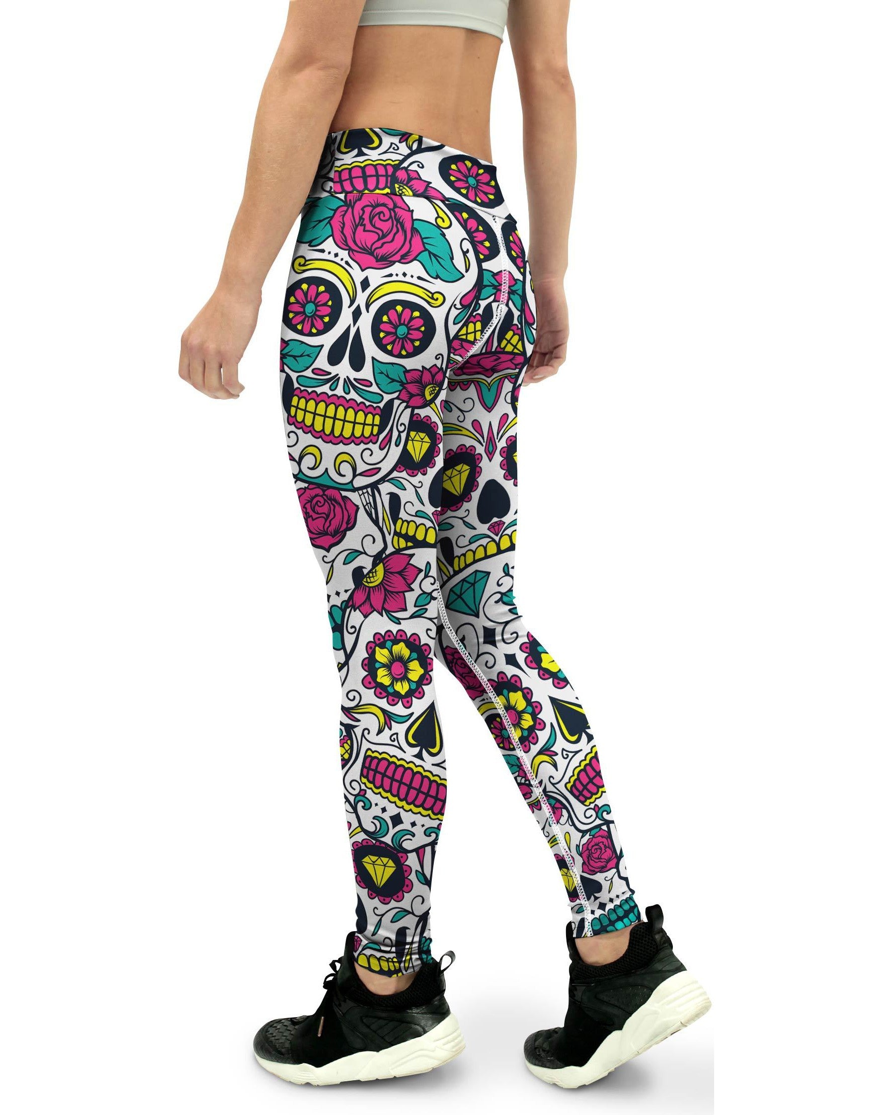 Colorful Sugar Skull Yoga Pants | GearBunch