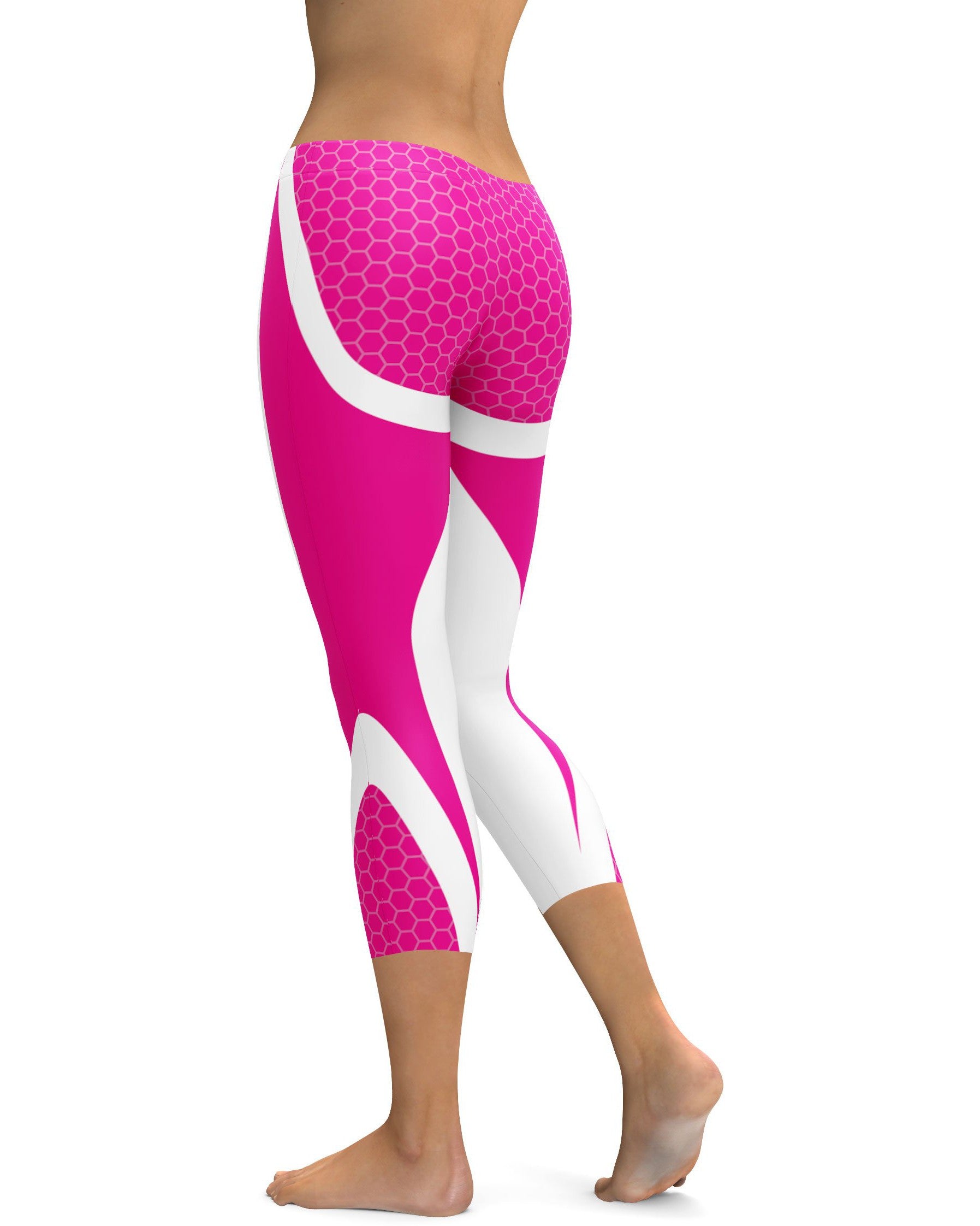 Pink Honeycomb Carbon White Capris