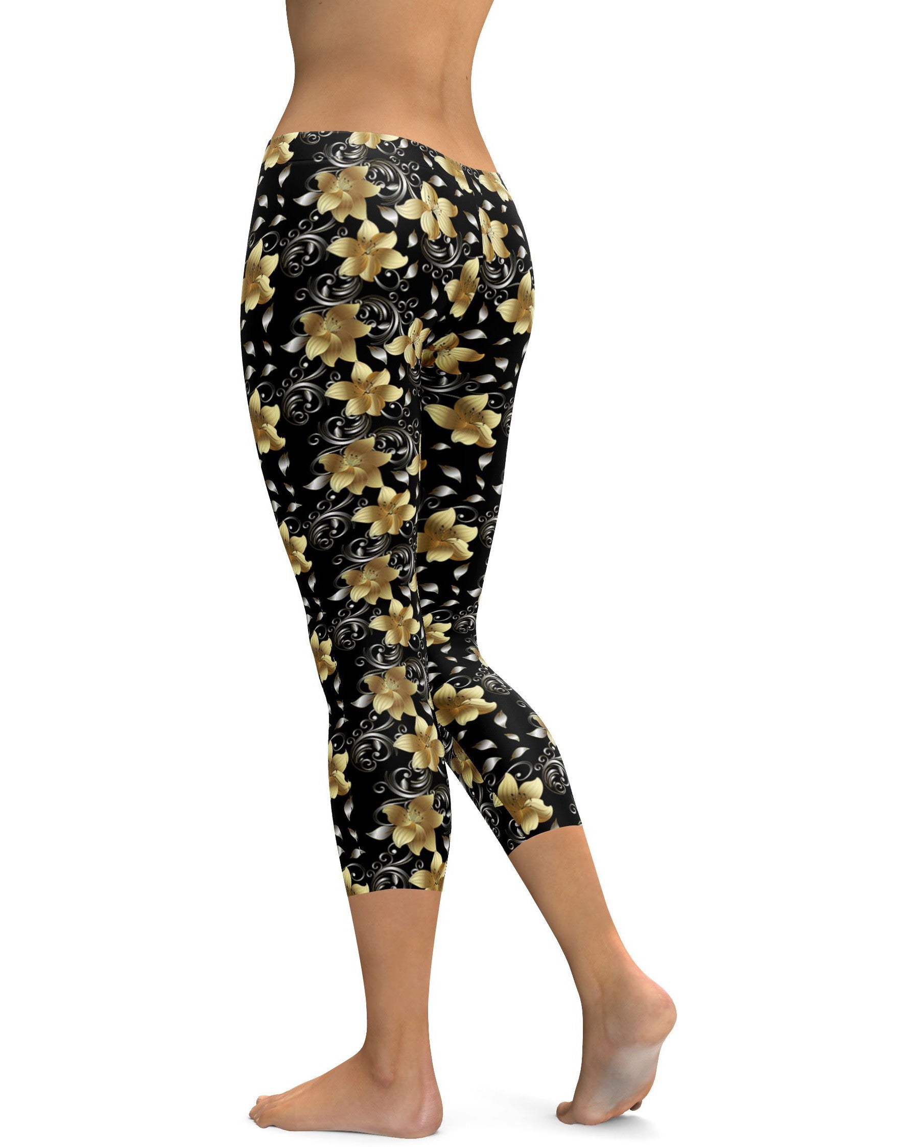 Golden Flowers Capris
