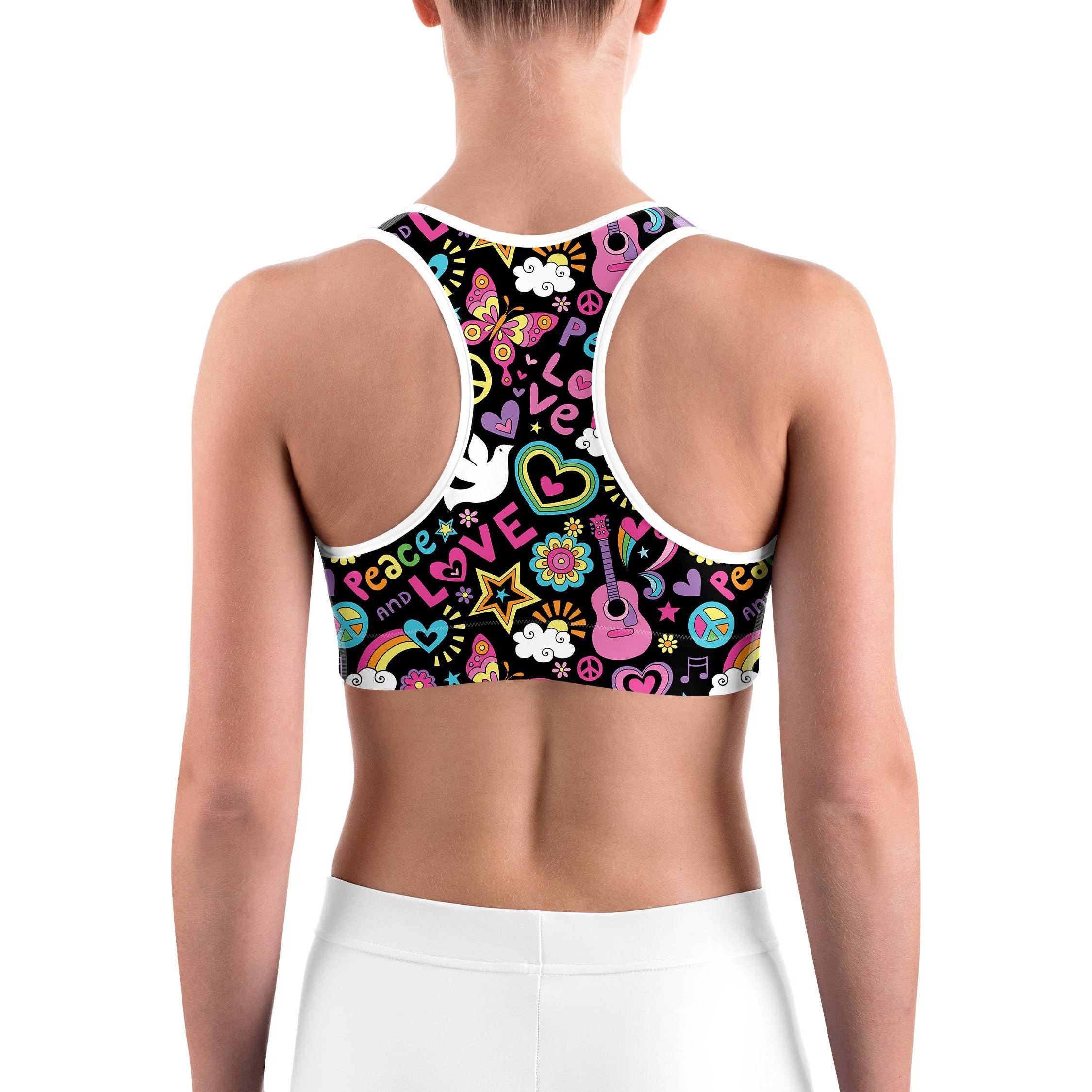 Peace and Love Sports Bra | GearBunch