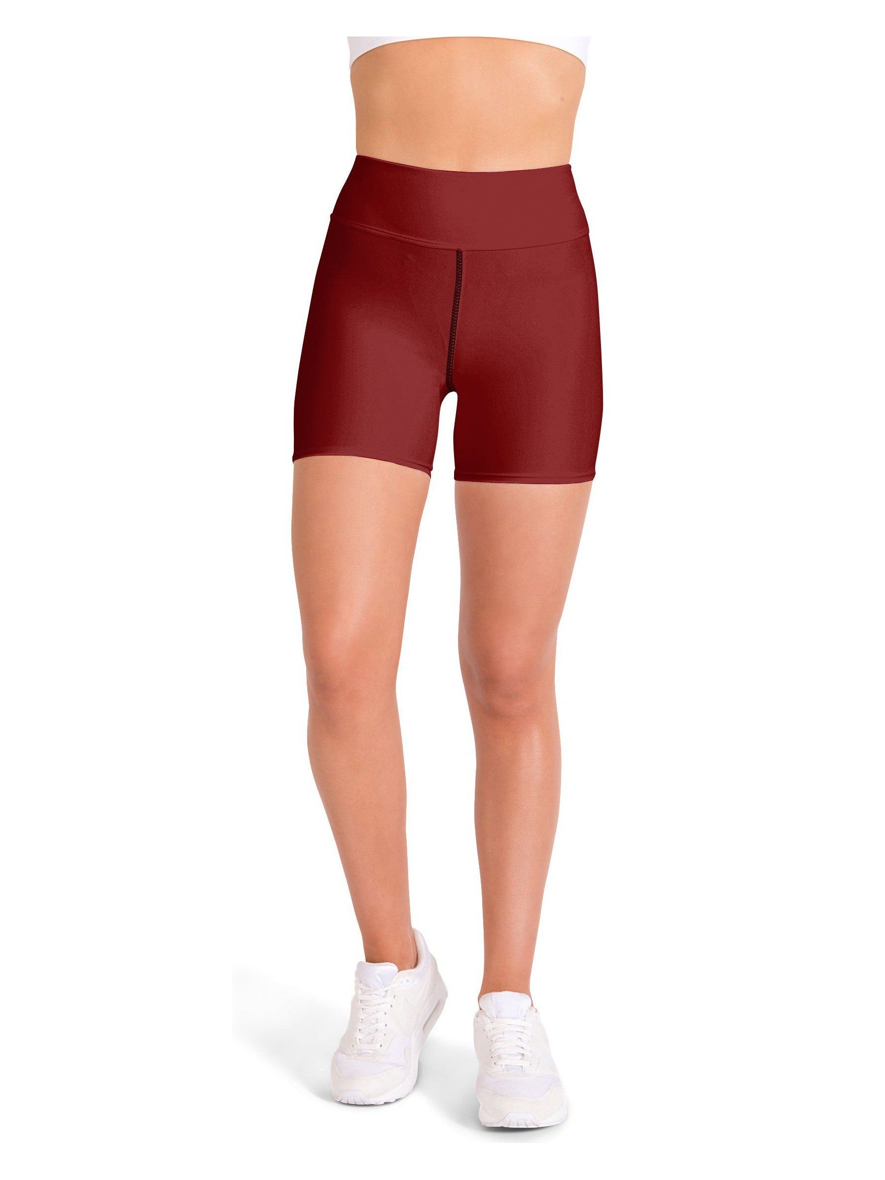 Solid Deep Red Yoga Shorts Gearbunch