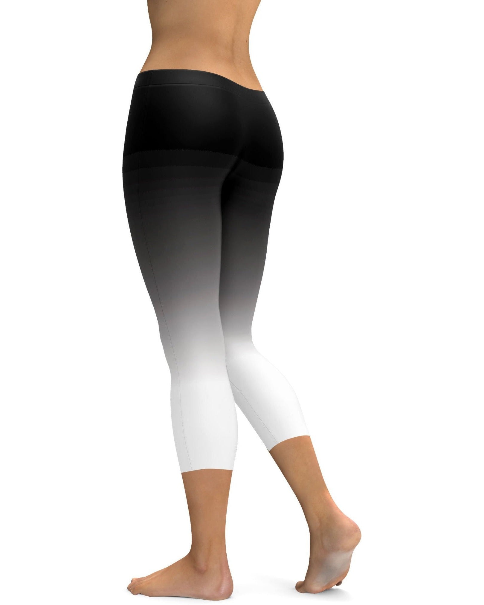 Womens Fashion Ombre Black to White Capris Leggings Black/White | Gearbunch.com