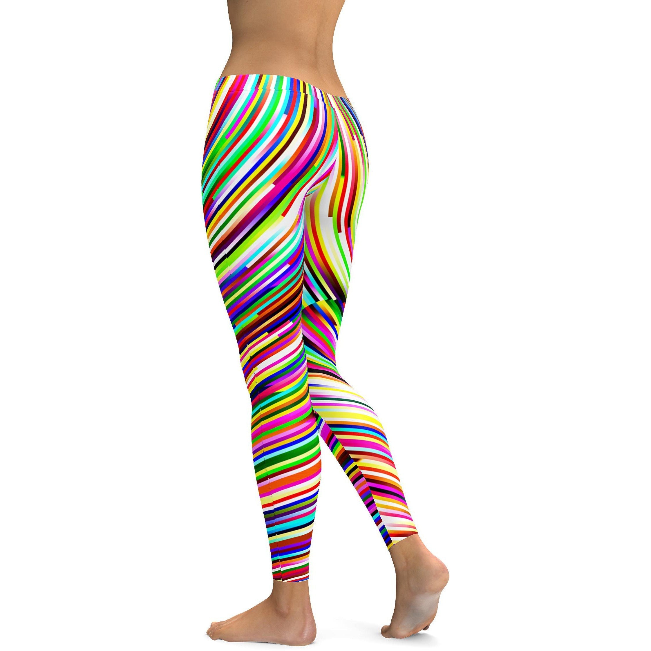Psychedelic Striped Rave Leggings