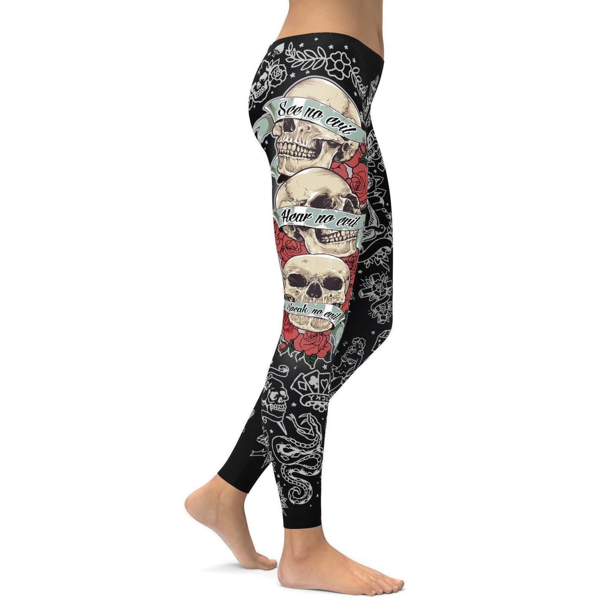 GearBunch | See no evil, Hear no evil, Speak no evil Black Leggings