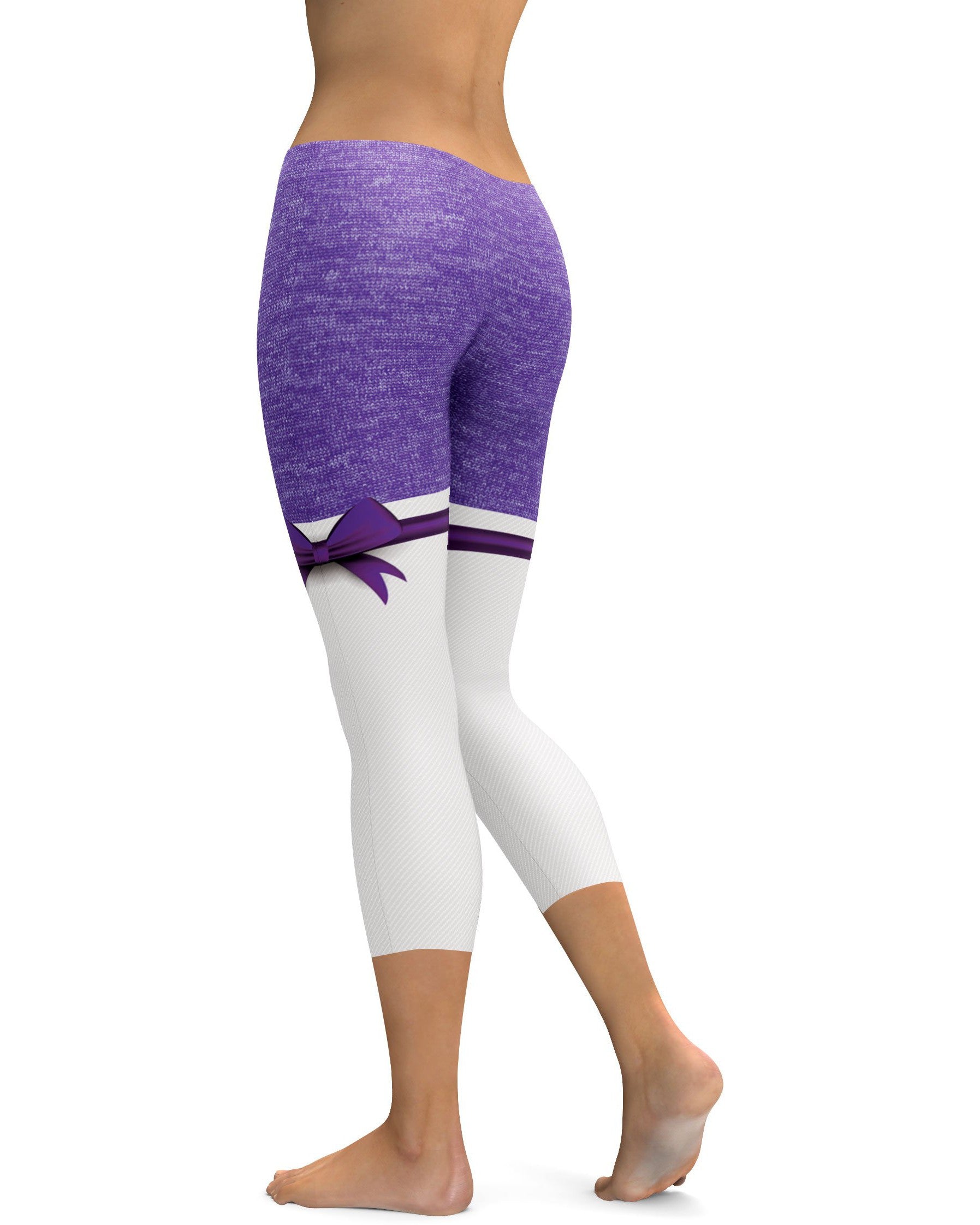 Purple Heathered Thigh High Bow Capris