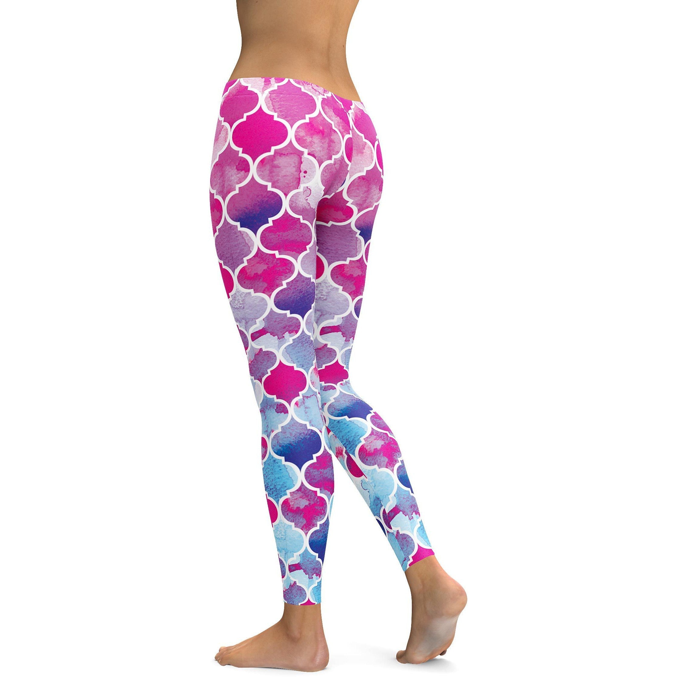 Pink & Blue Arabic Pattern Leggings