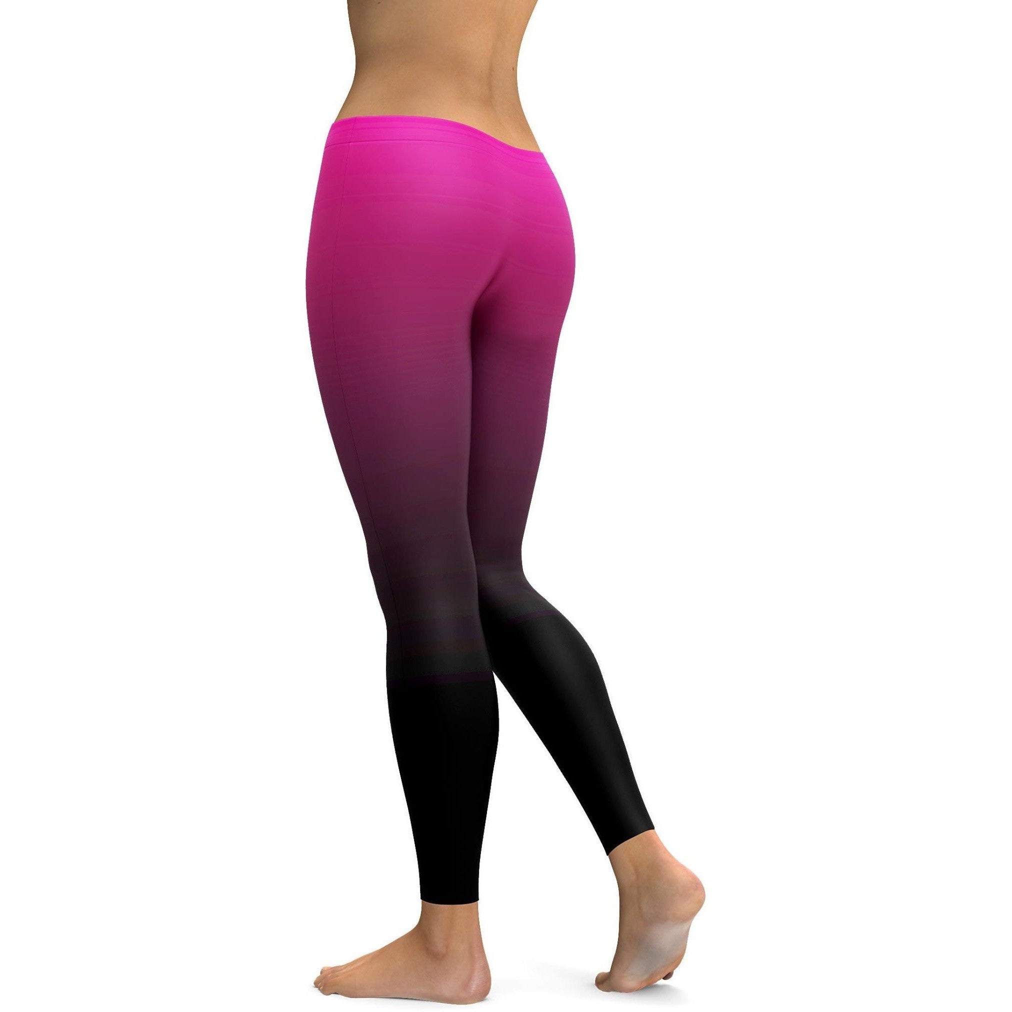 Ombre Pink to Black Leggings - GearBunch Leggings / Yoga Pants
