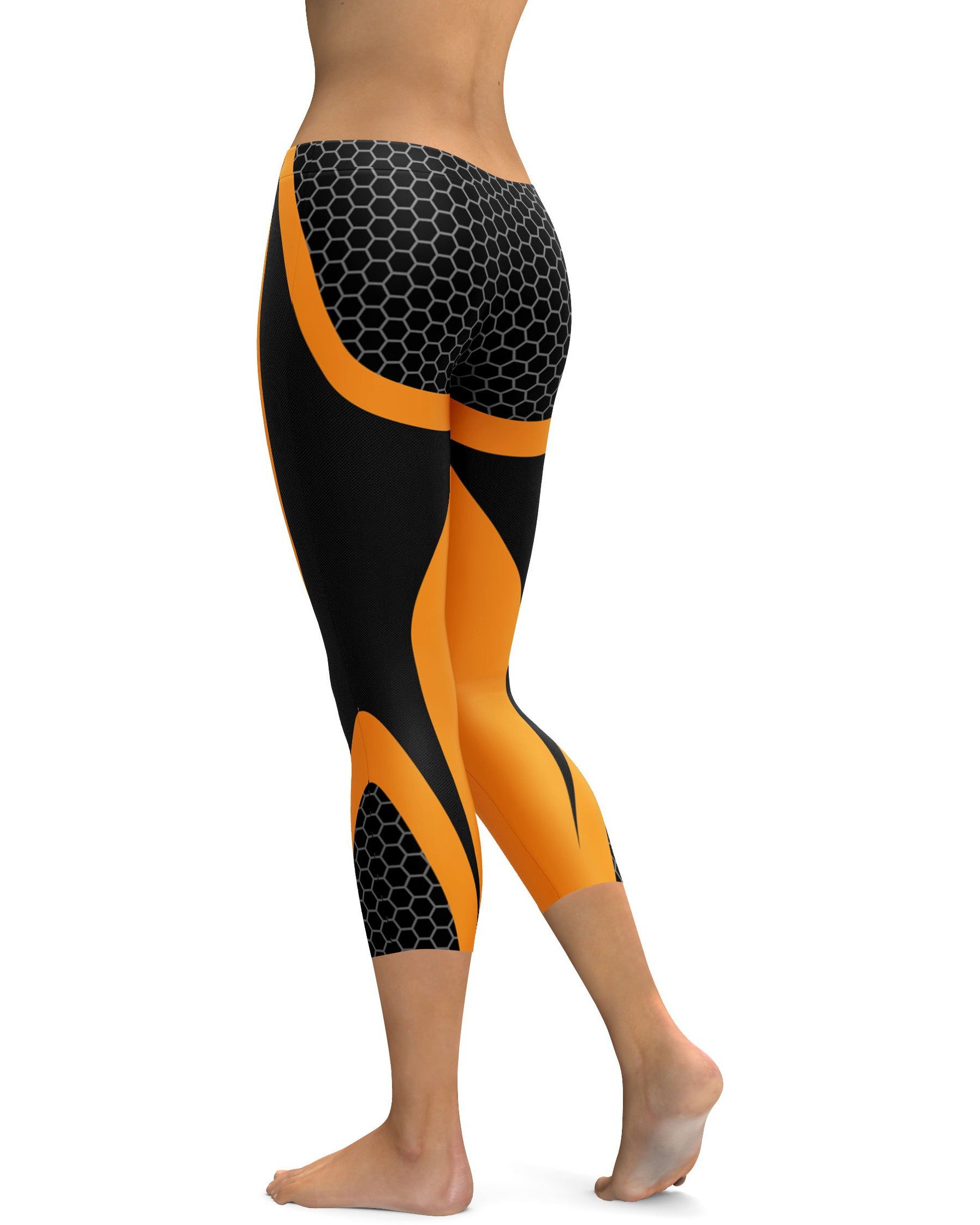 Orange Honeycomb Carbon Capris
