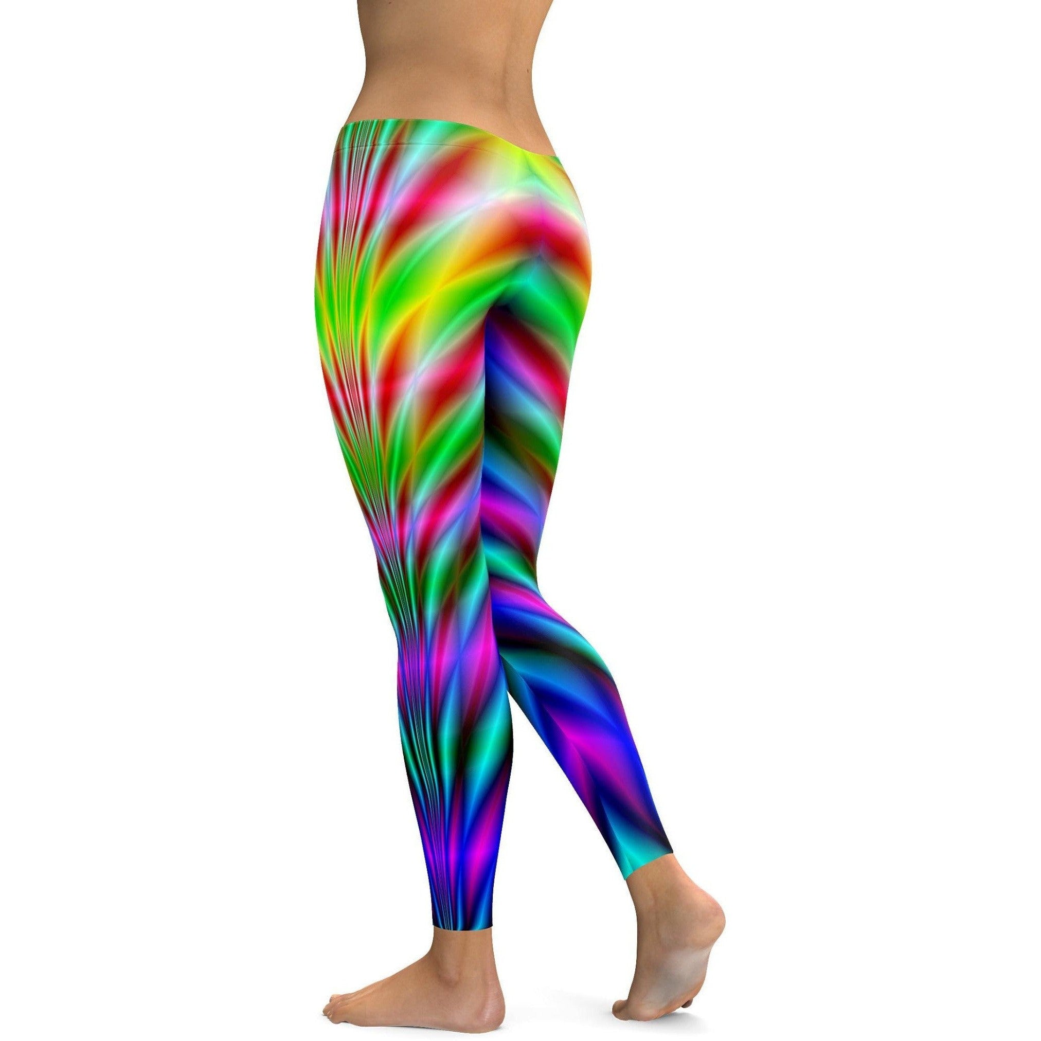 Womens Workout Yoga Psychedelic Neon Rave Leggings Green Gearbunch.com