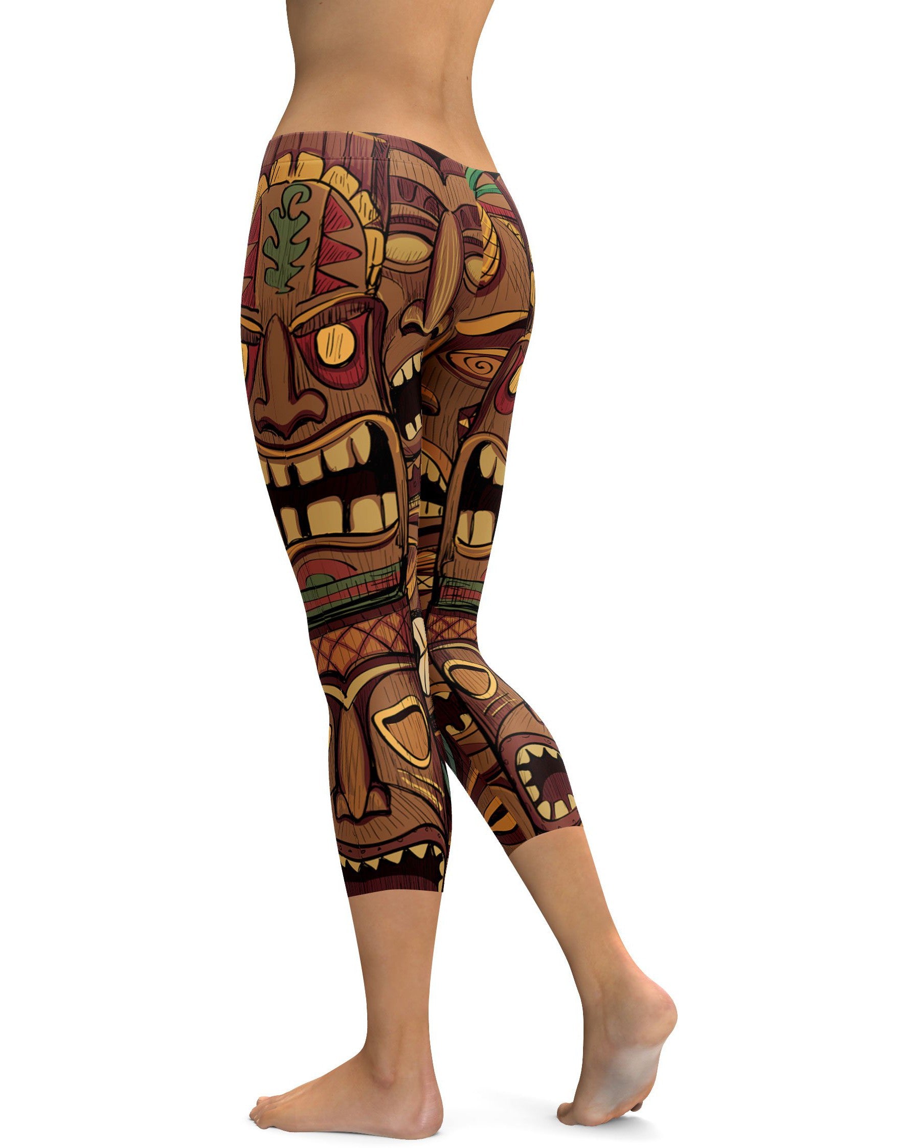 Hawaiian Tiki Masks Capris
