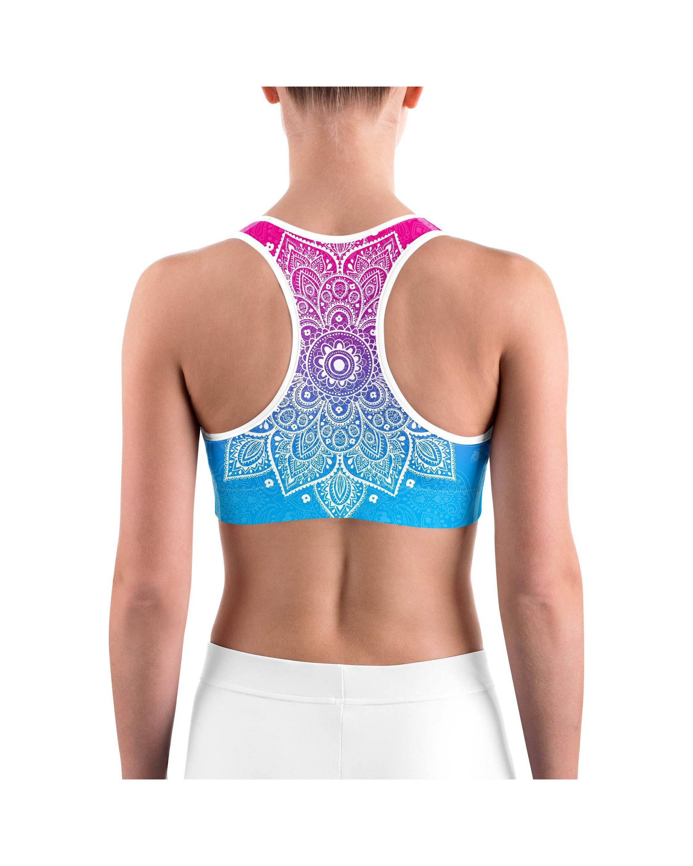 Pink to Blue Mandala Sports bra