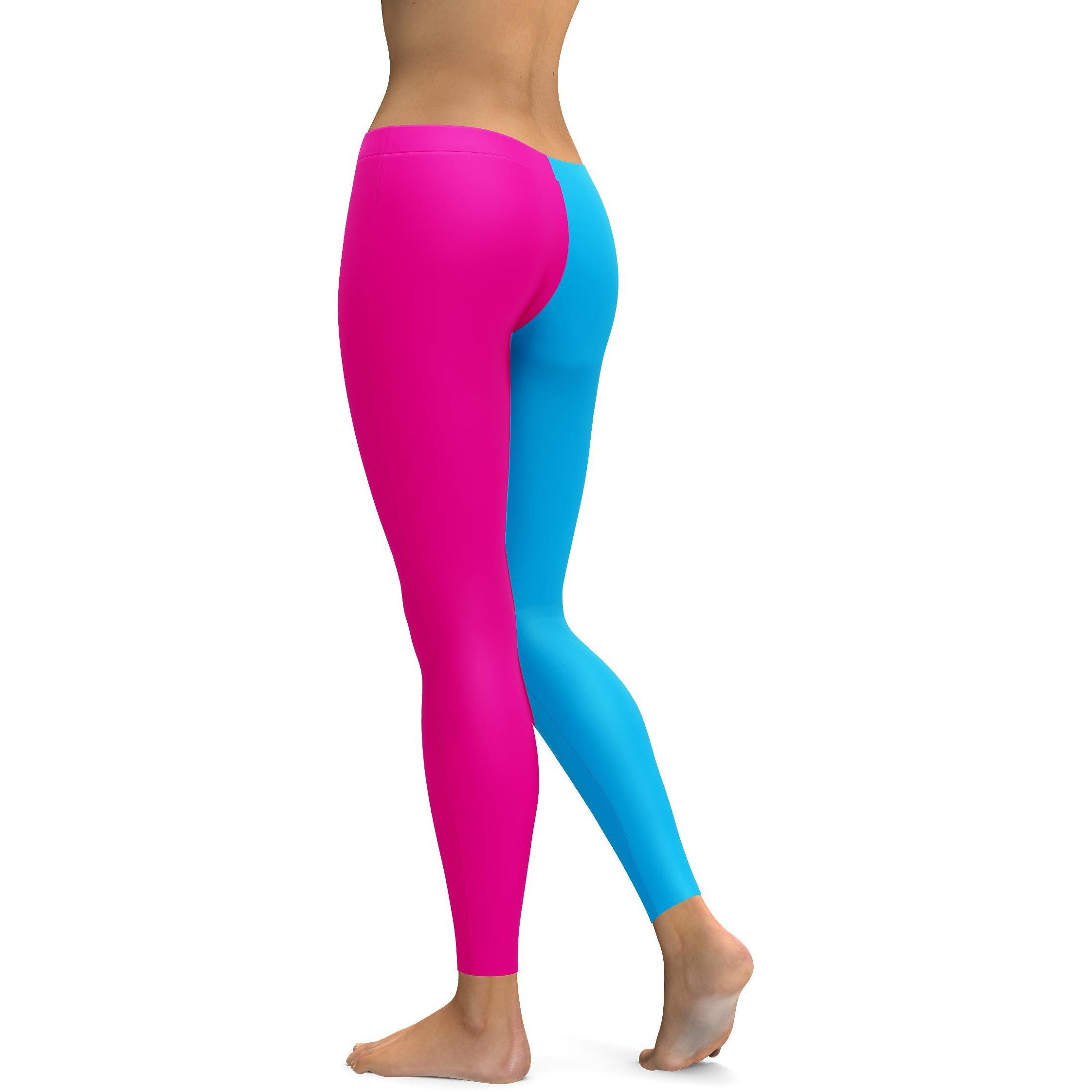 Two Tone Pink & Blue Leggings