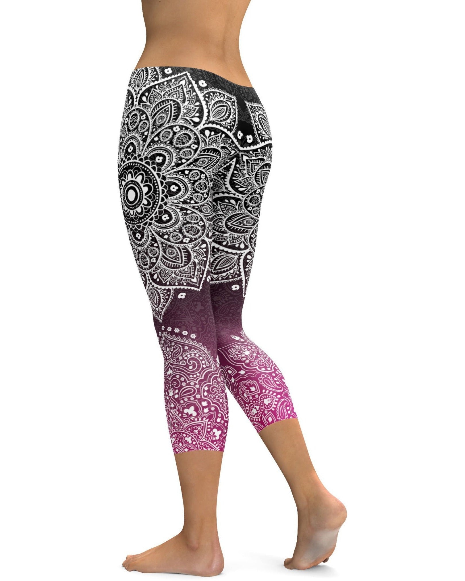 Black to Pink Mandala Capris | GearBunch
