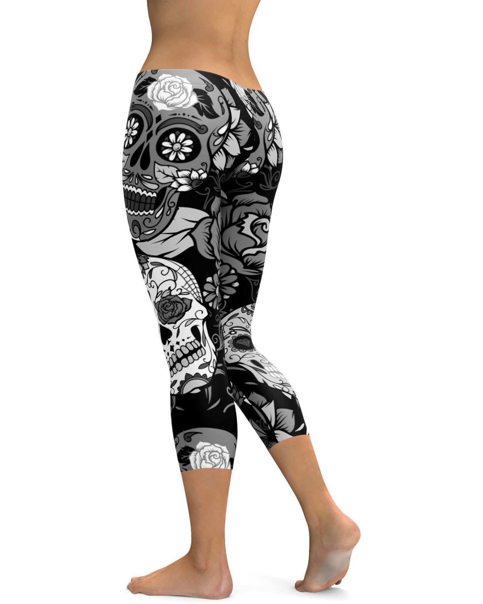 Black & White Sugar Skull Capris | GearBunch