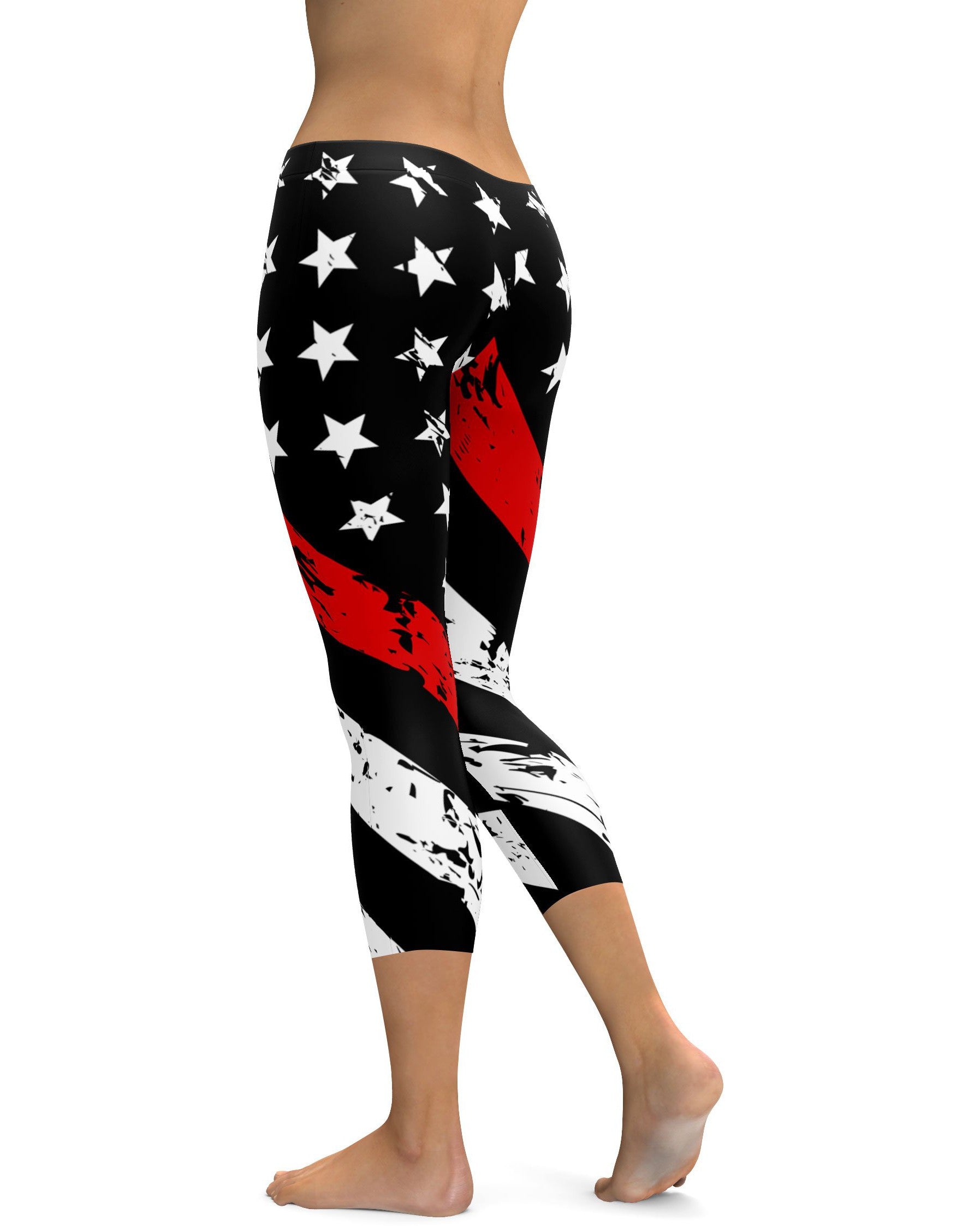Thin Red Line Capris - GearBunch Leggings / Yoga Pants