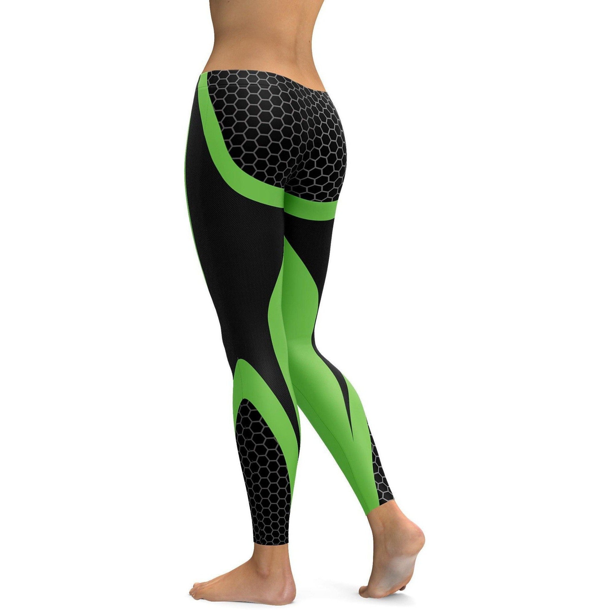 Green Honeycomb Carbon Leggings | Gearbunch