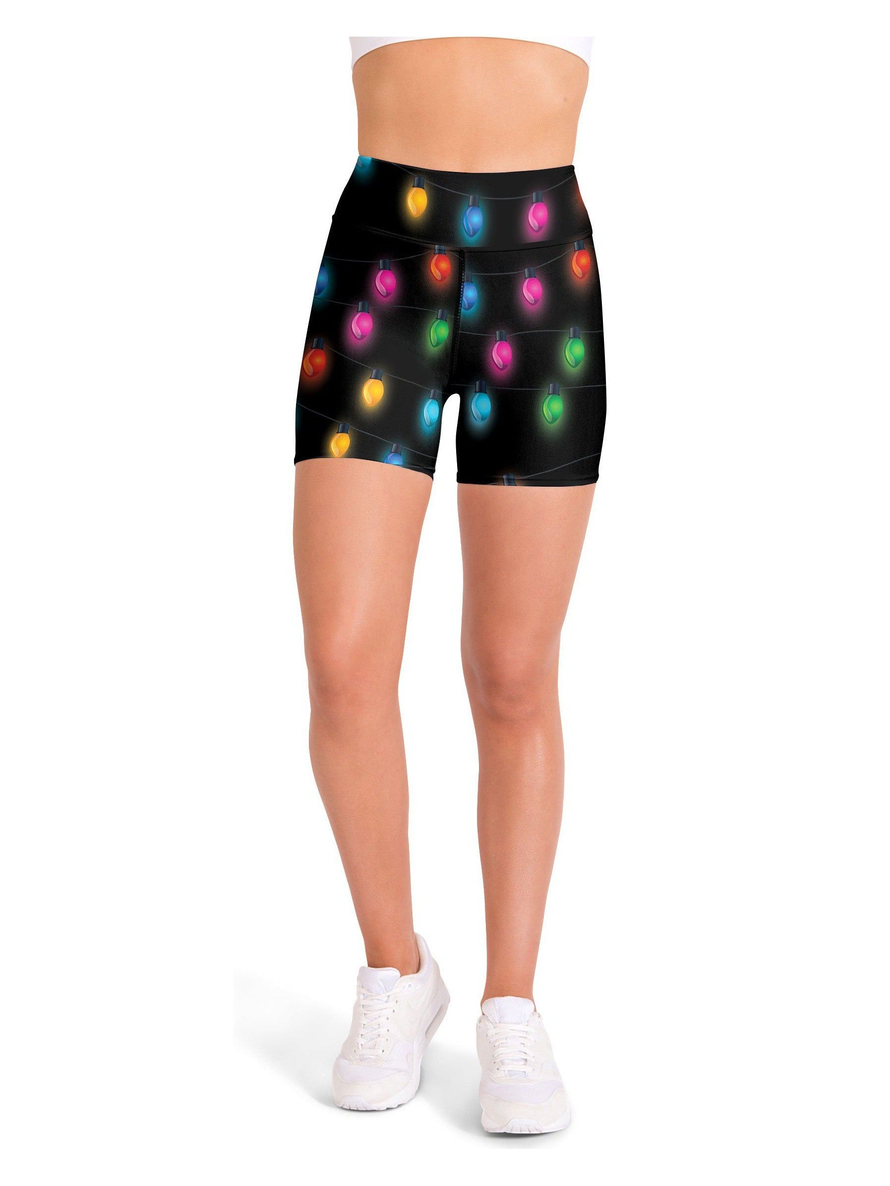 Christmas Lights Yoga Shorts Gearbunch