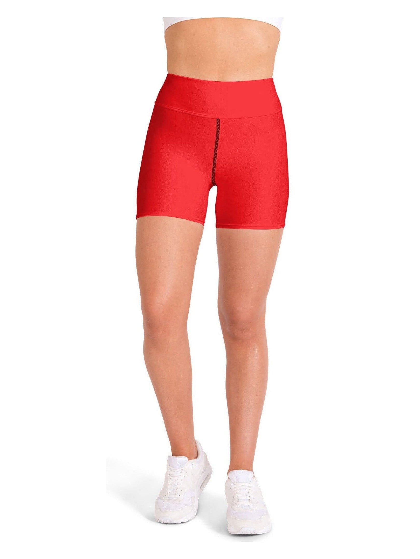 Solid Hot Red Yoga Shorts | Gearbunch