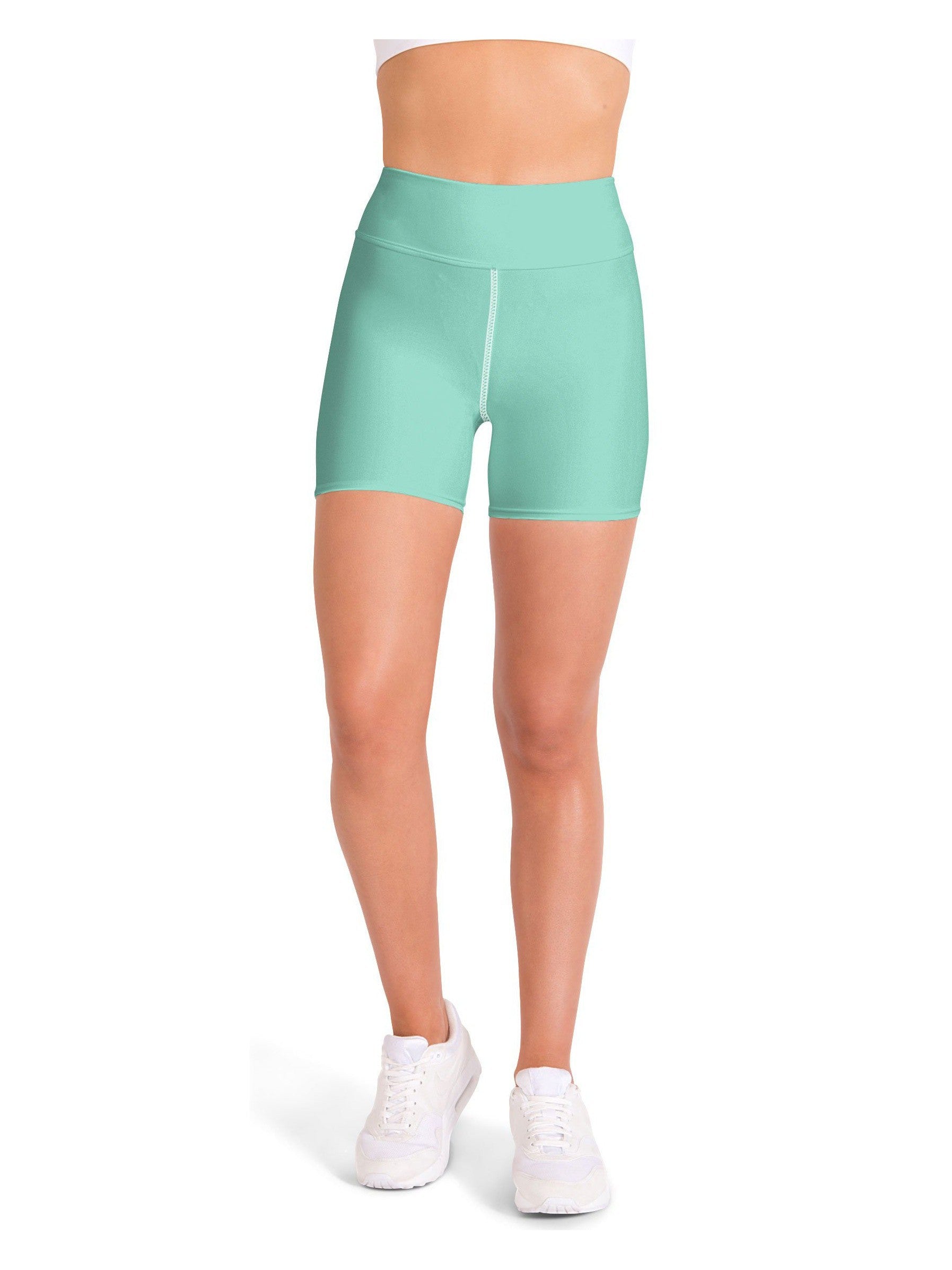 Solid Mint Green Yoga Shorts Gearbunch