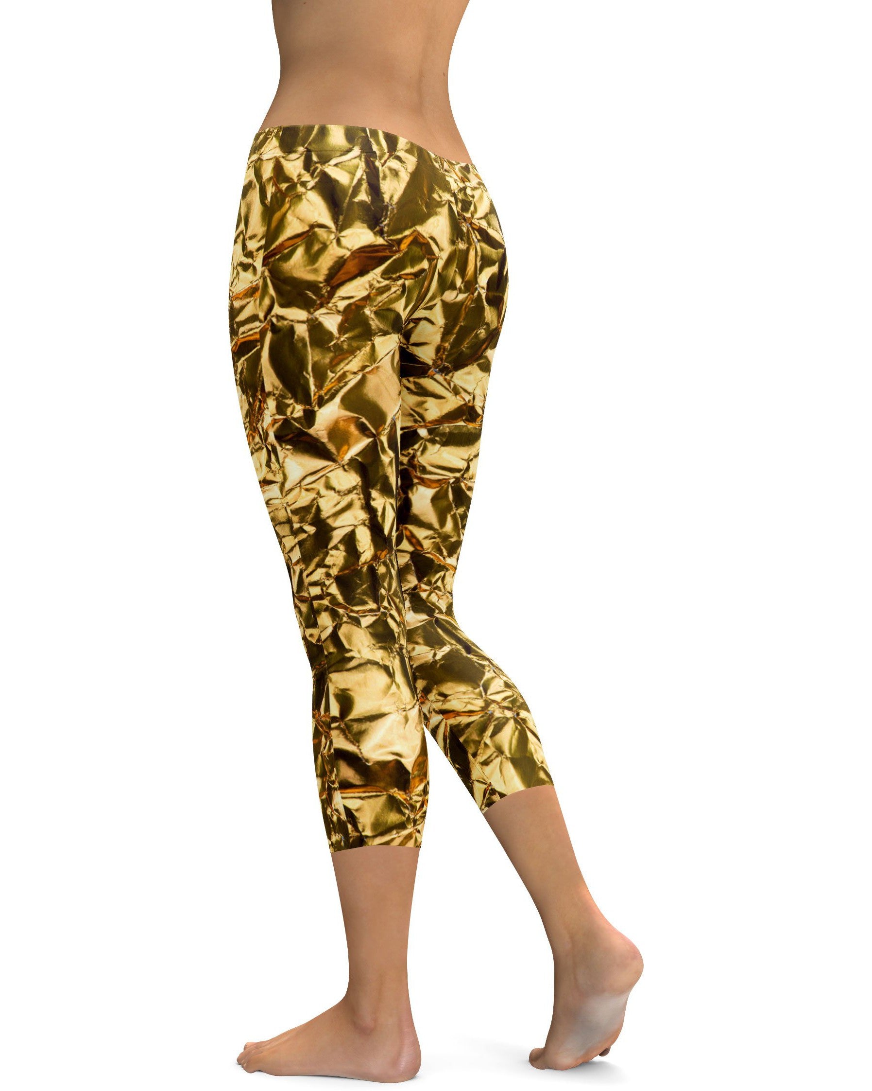 Wrinkled Gold Capris | GearBunch
