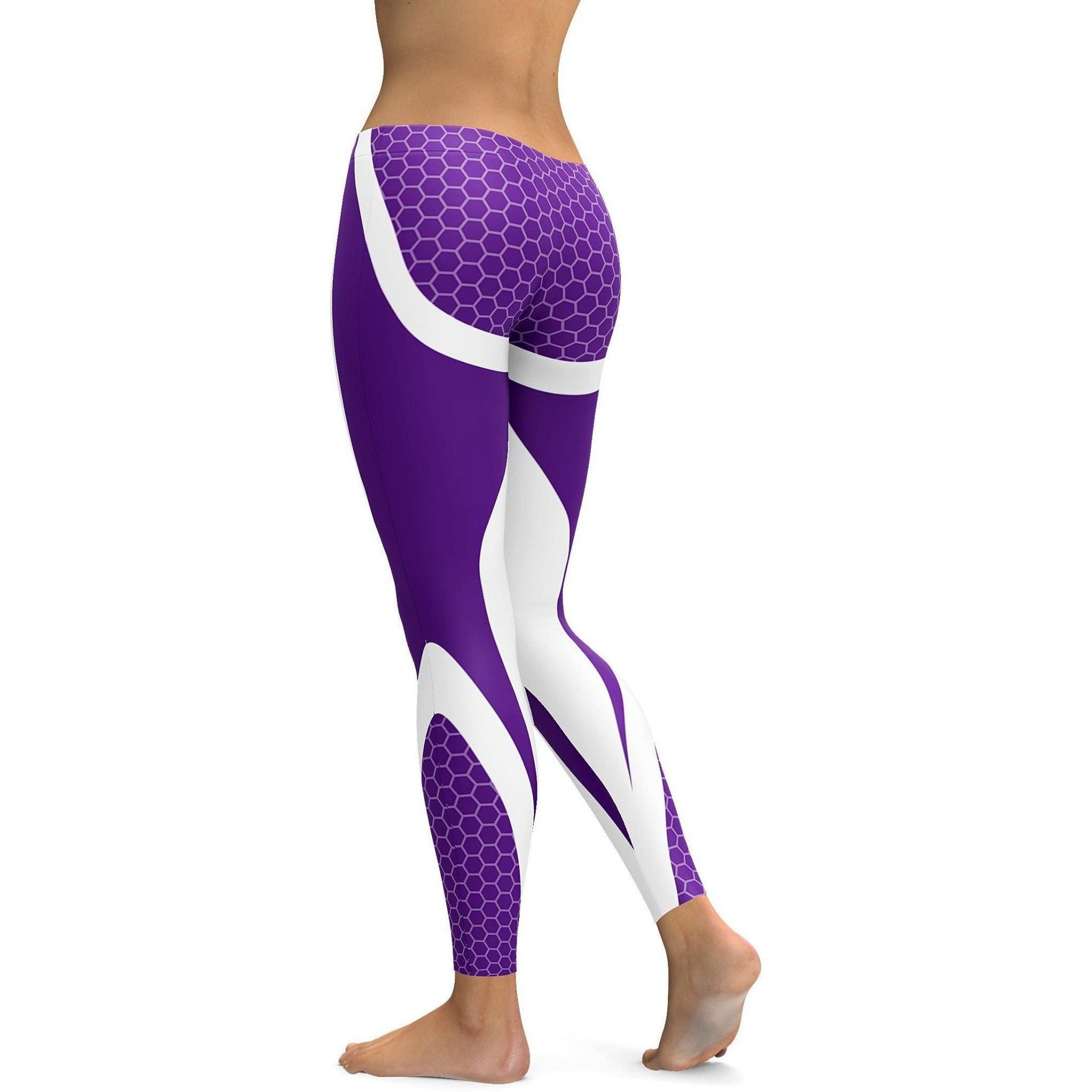 Purple Honeycomb Carbon White Leggings | Gearbunch
