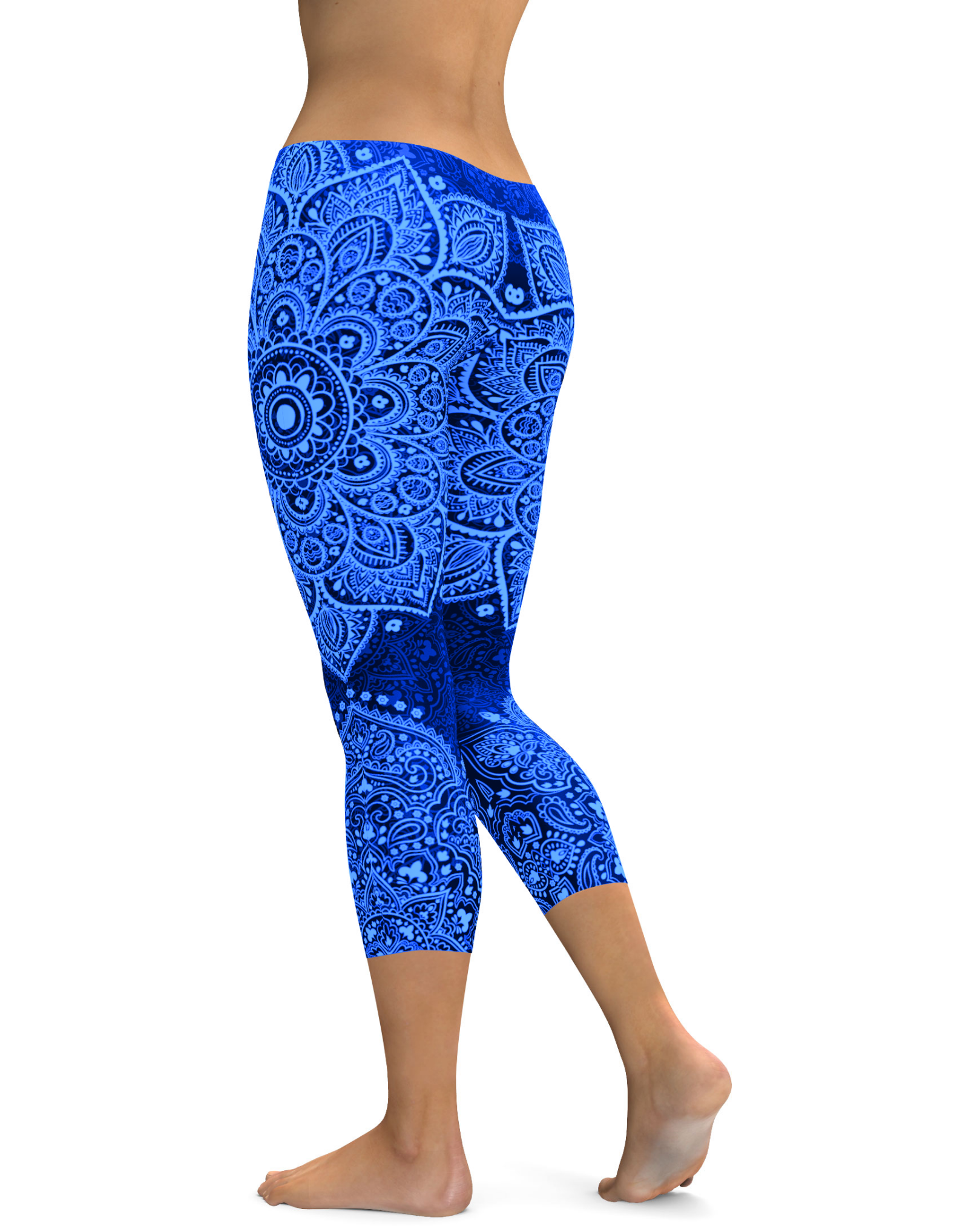 Navy and Light Blue Mandala Capris | Gearbunch