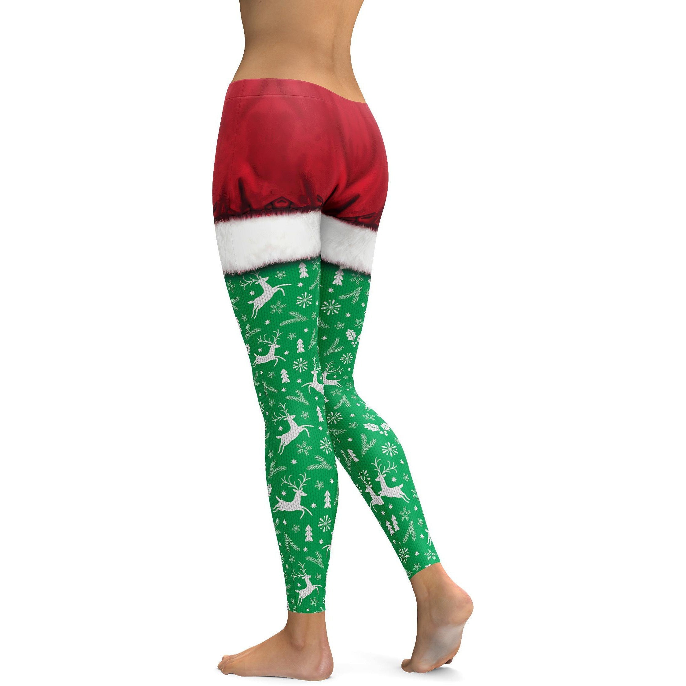 Christmas Shorts & Reindeer Pattern Leggings - GearBunch Leggings / Yoga Pants