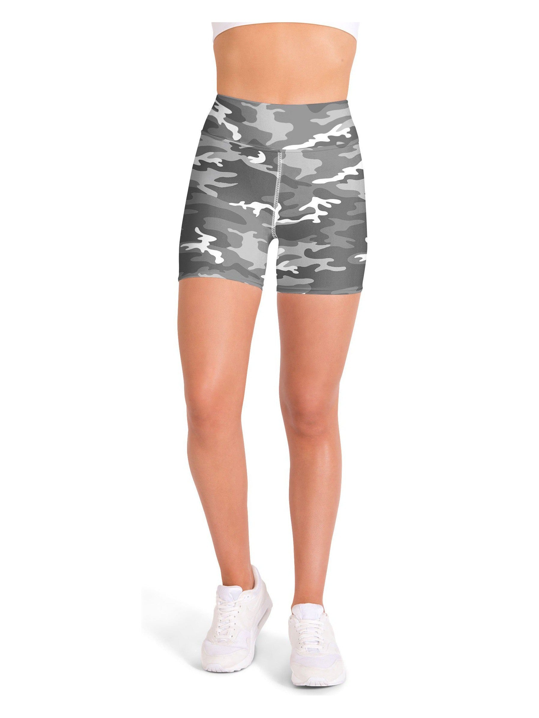 Light Grey Camo Yoga Shorts Gearbunch