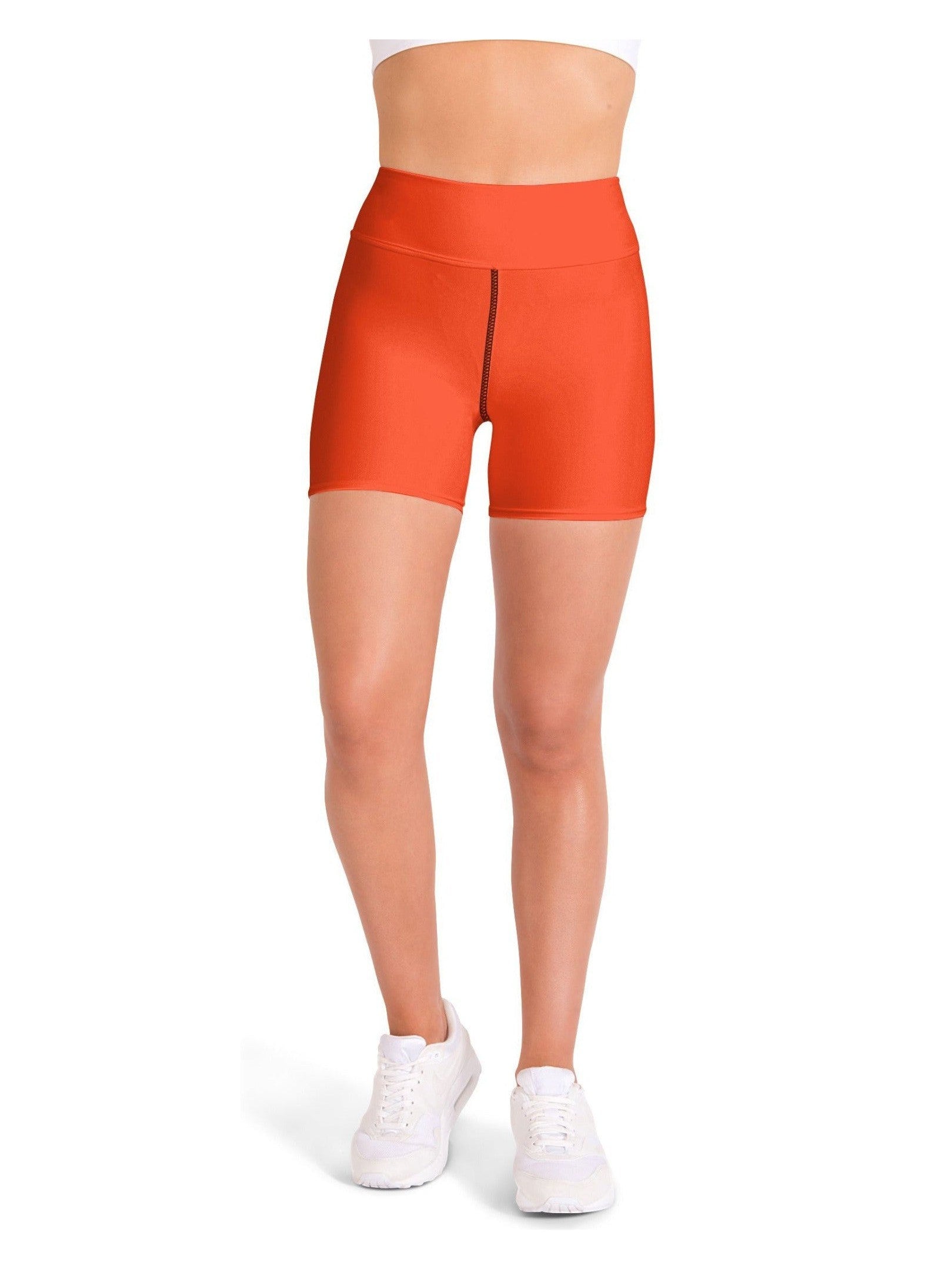 Solid Hot Orange Yoga Shorts Gearbunch