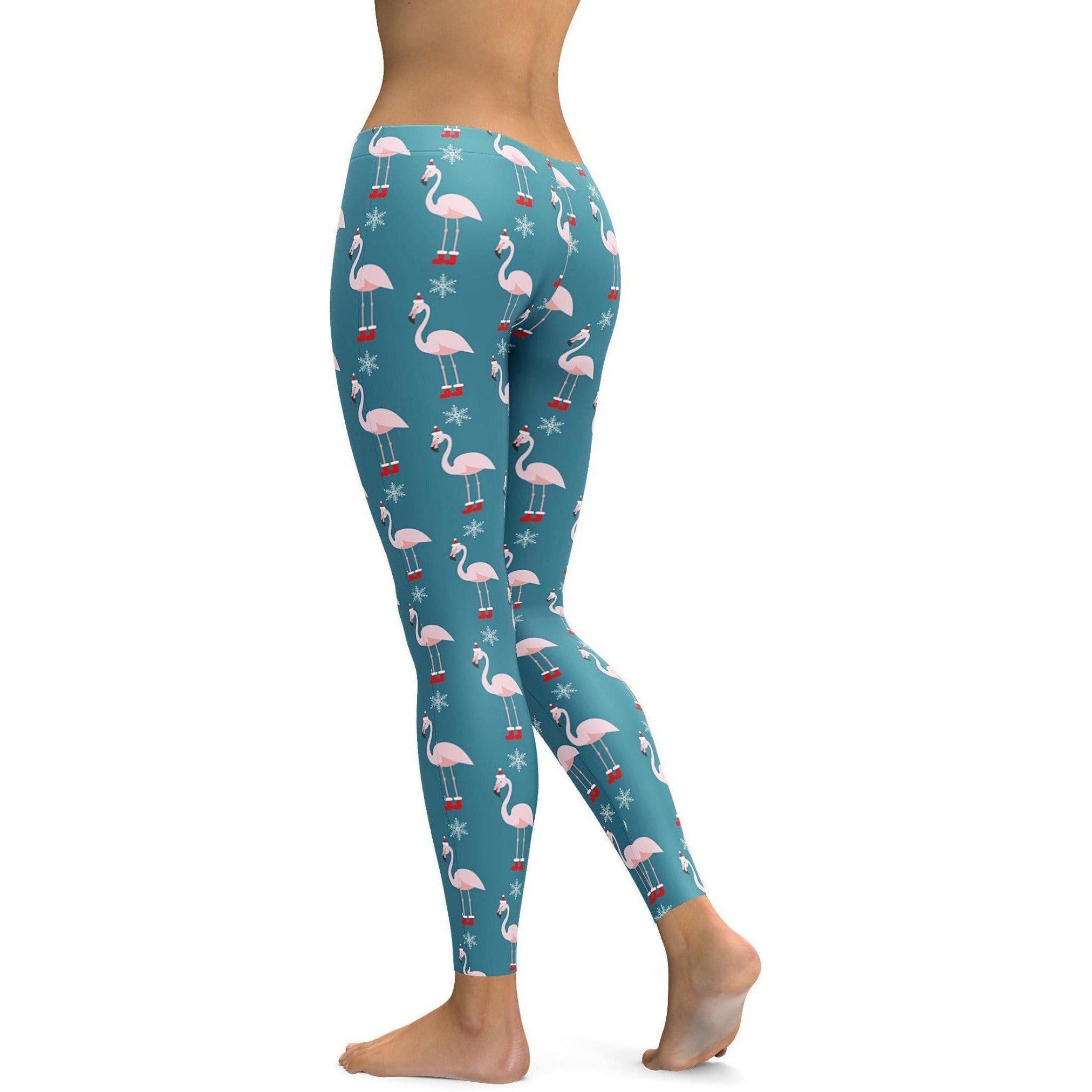 Christmas Flamingo Patterned Leggings | GearBunch