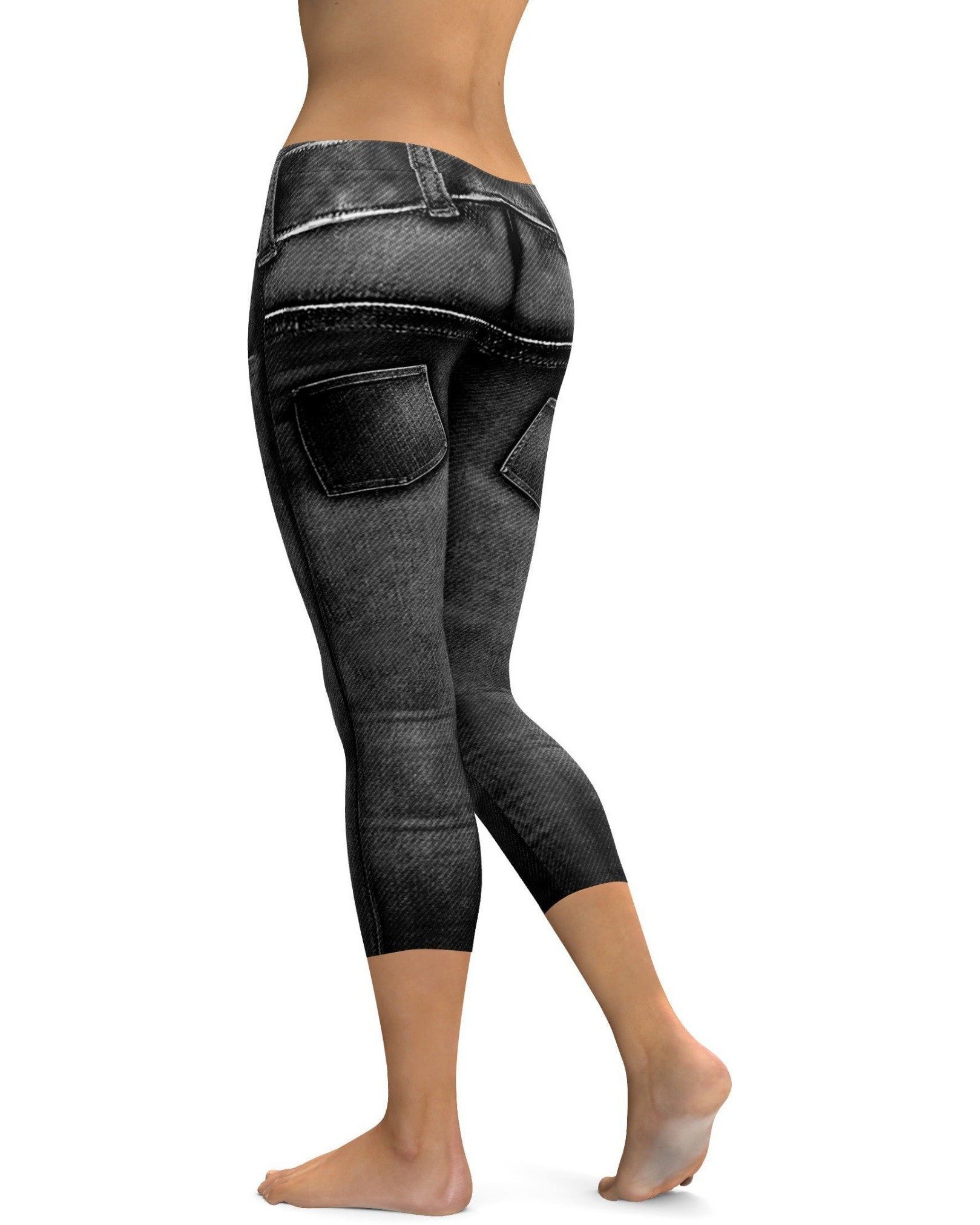 Realistic Black Denim Jeans Capris | Gearbunch