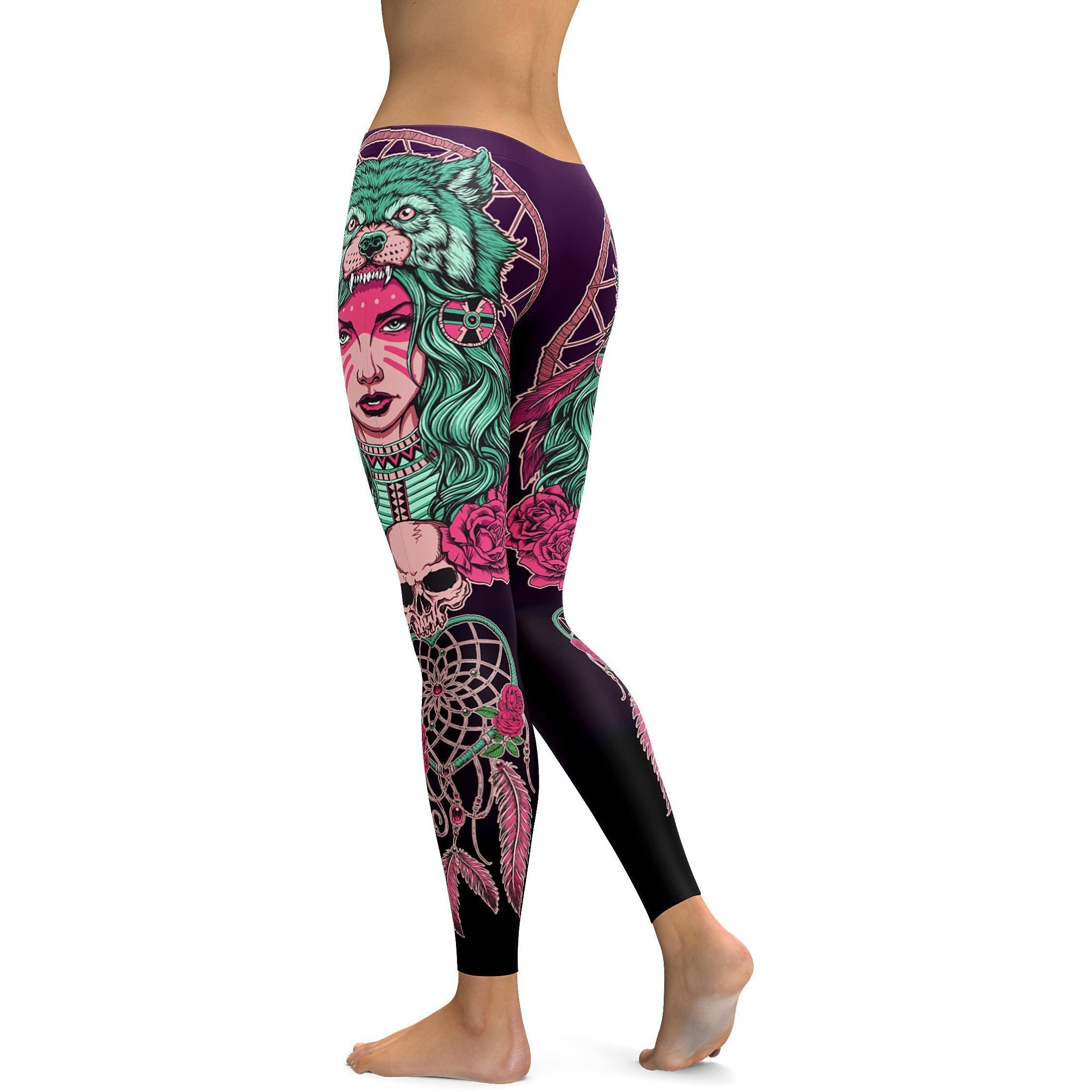 Native American Warrior Leggings - GearBunch Leggings / Yoga Pants