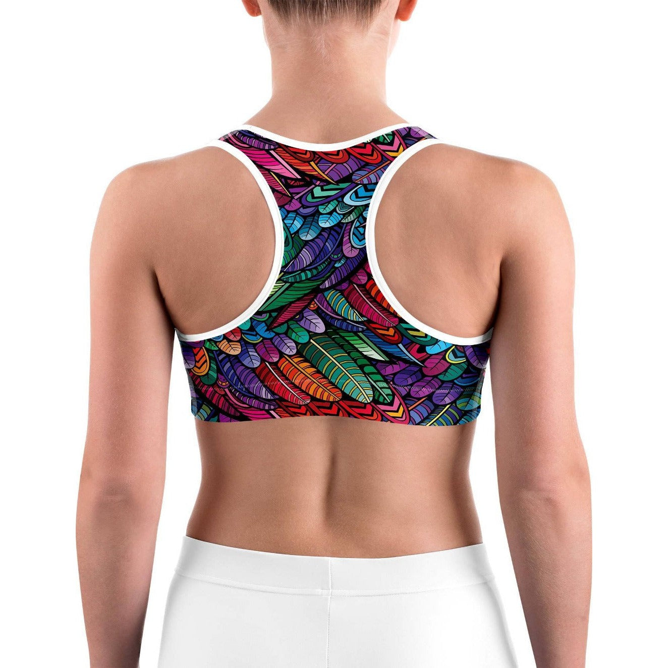 GearBunch | Colorful Feathers Sports bra