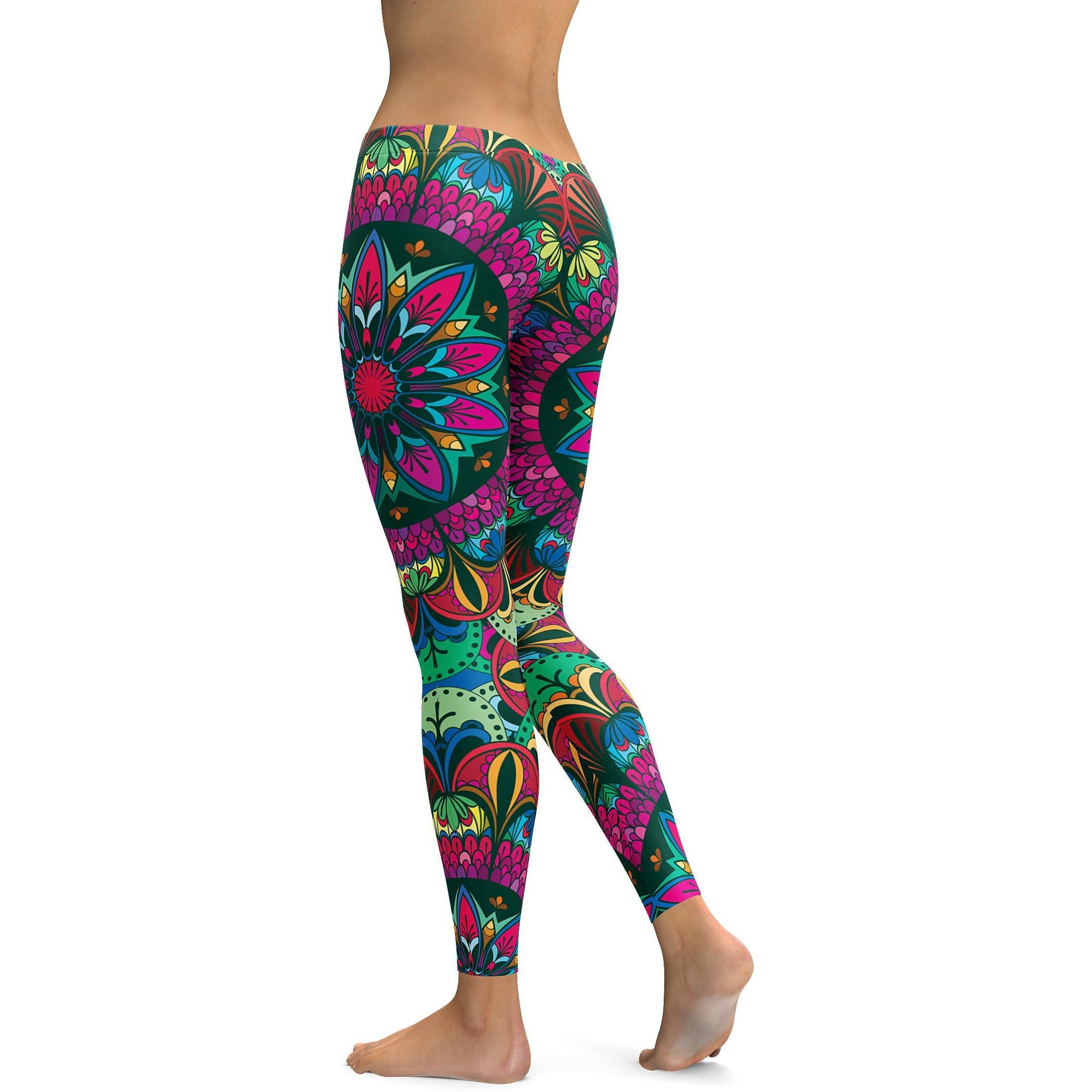 Colorful Pink Mandala Leggings - GearBunch Leggings / Yoga Pants